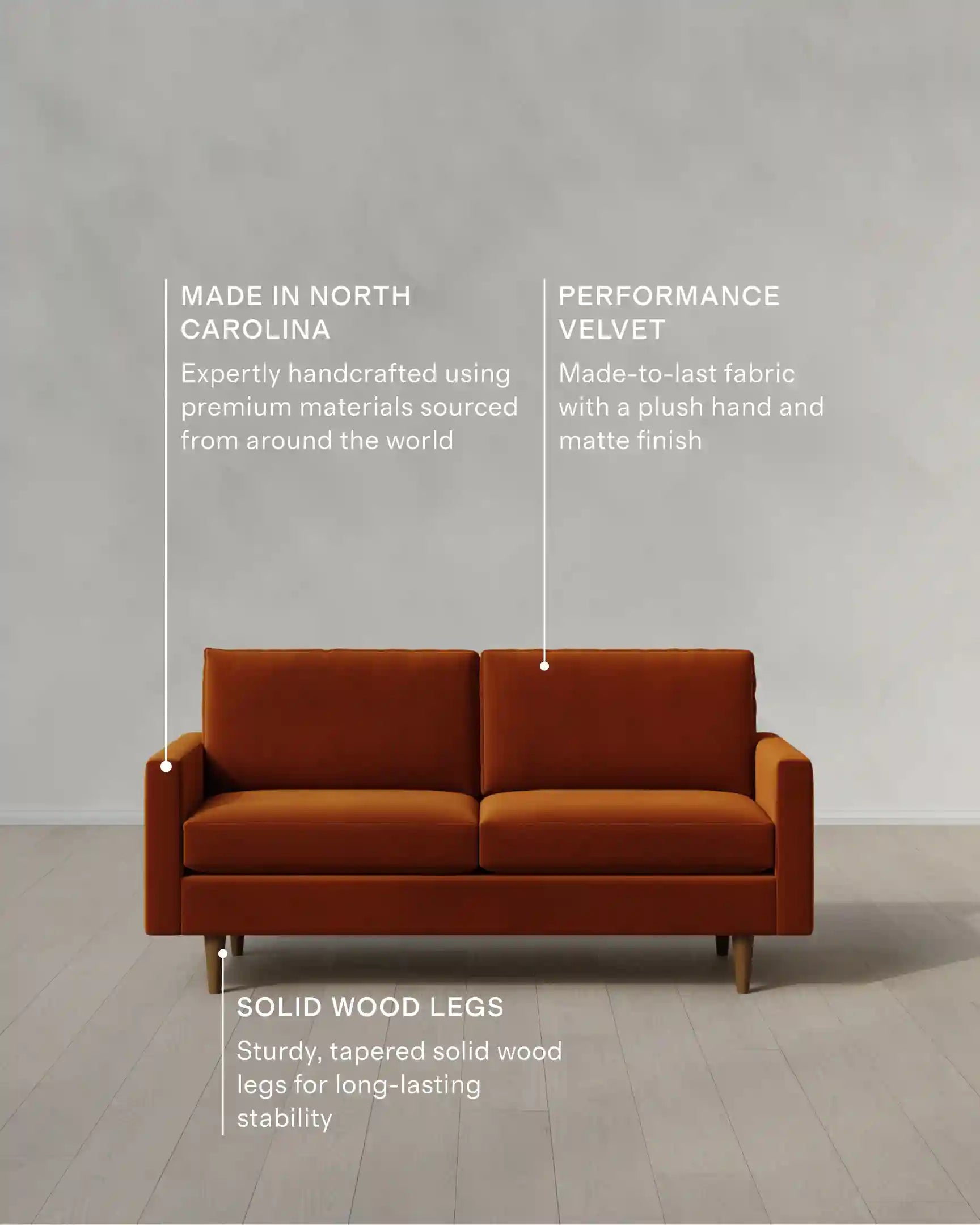 Atlas Midcentury Sofa in Performance Velvet