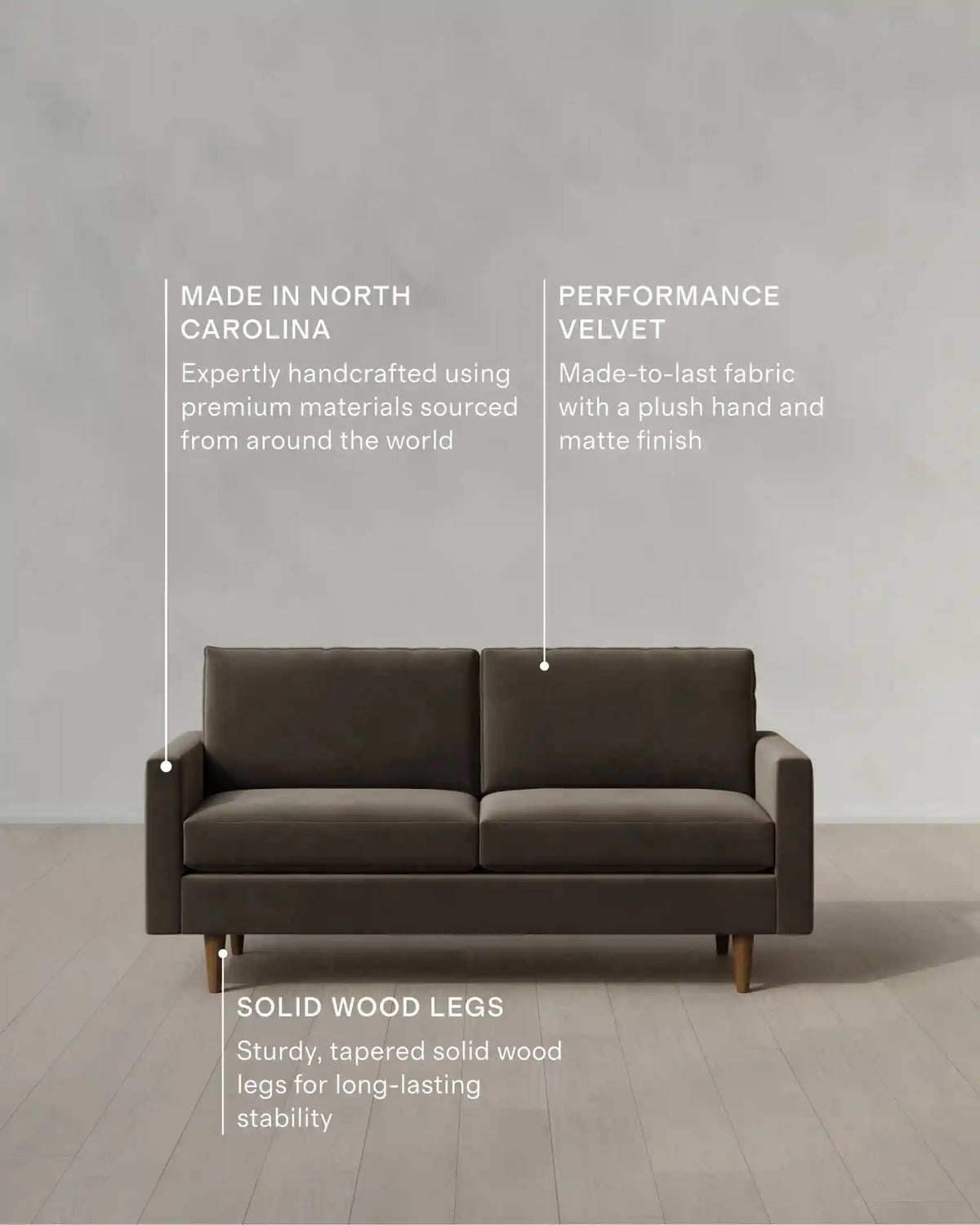 Atlas Midcentury Sofa in Performance Velvet
