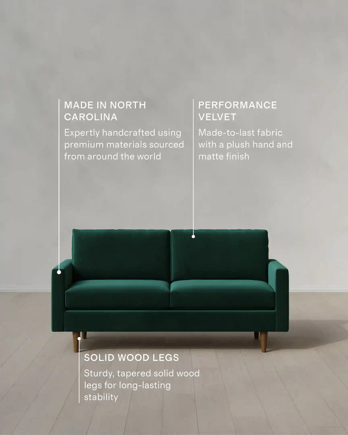 Atlas Midcentury Sofa in Performance Velvet