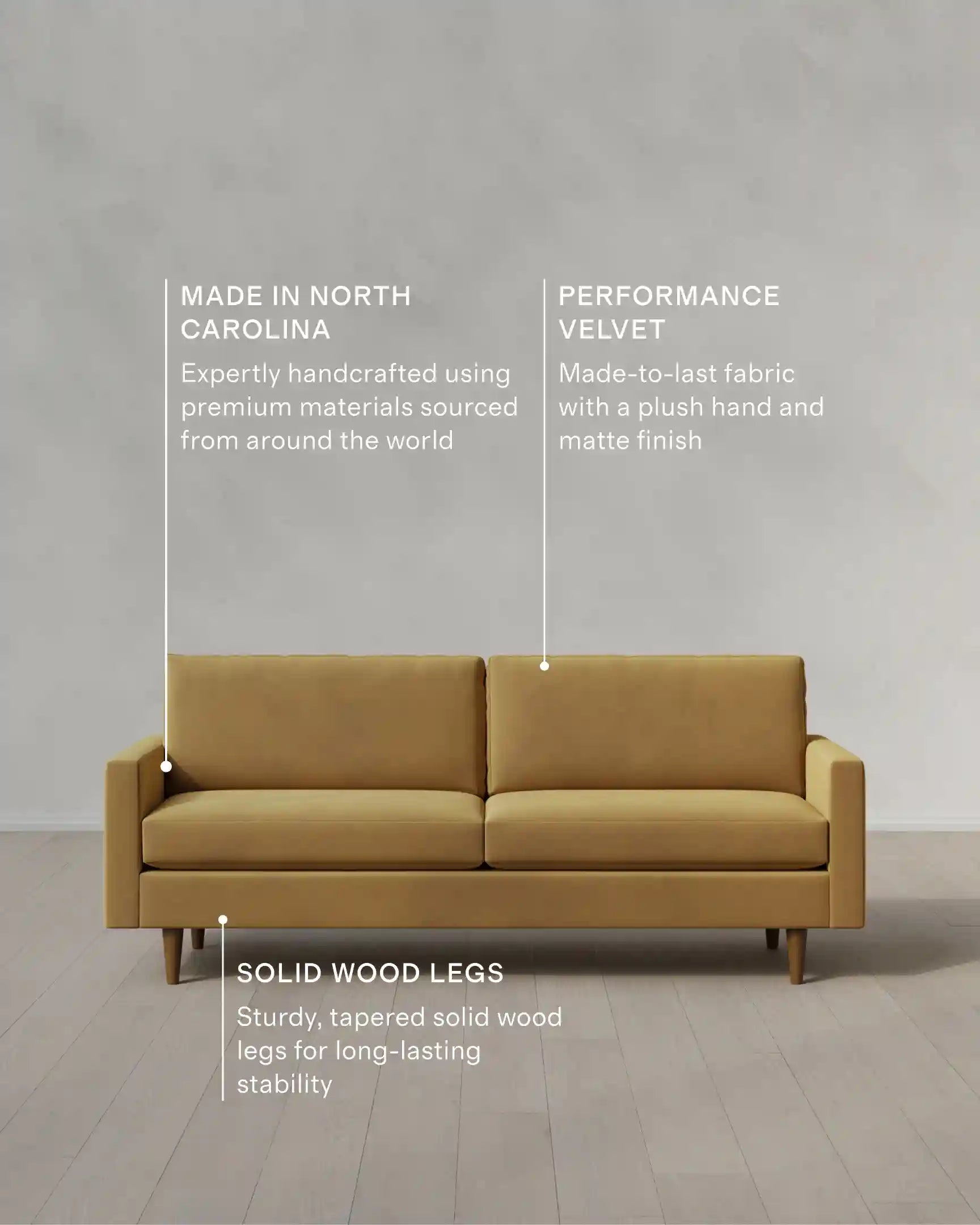 Atlas Midcentury Sofa in Performance Velvet