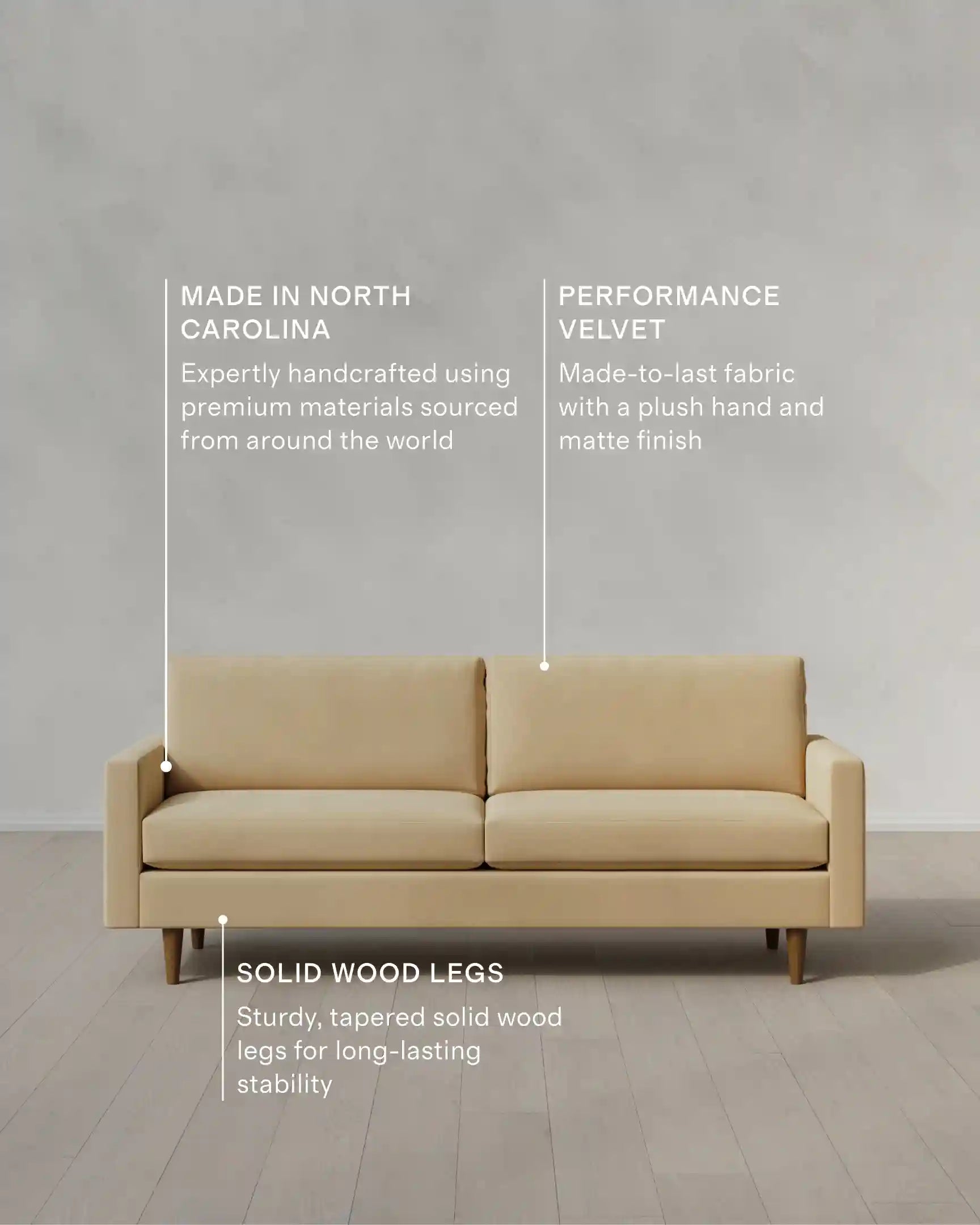 Atlas Midcentury Sofa in Performance Velvet