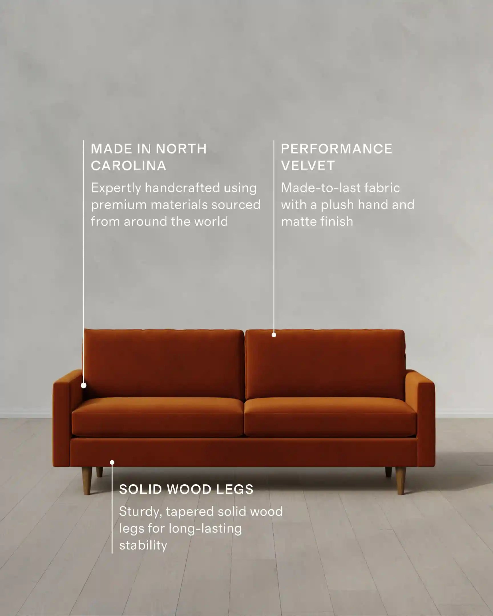 Atlas Midcentury Sofa in Performance Velvet