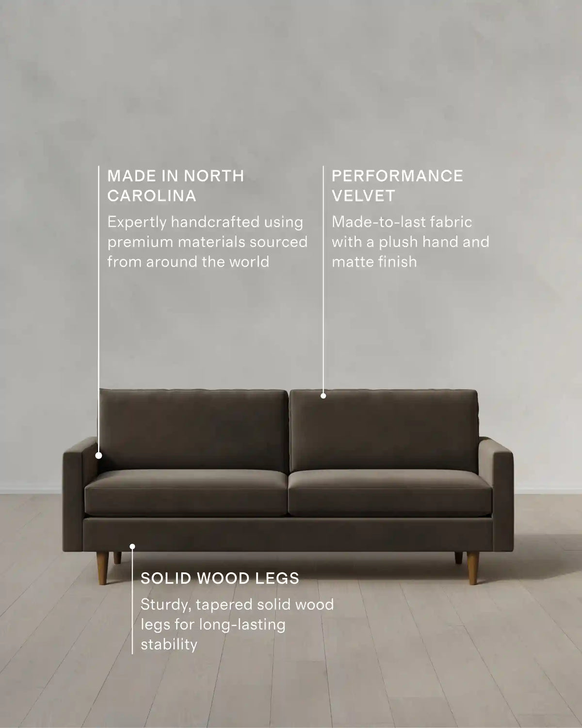 Atlas Midcentury Sofa in Performance Velvet