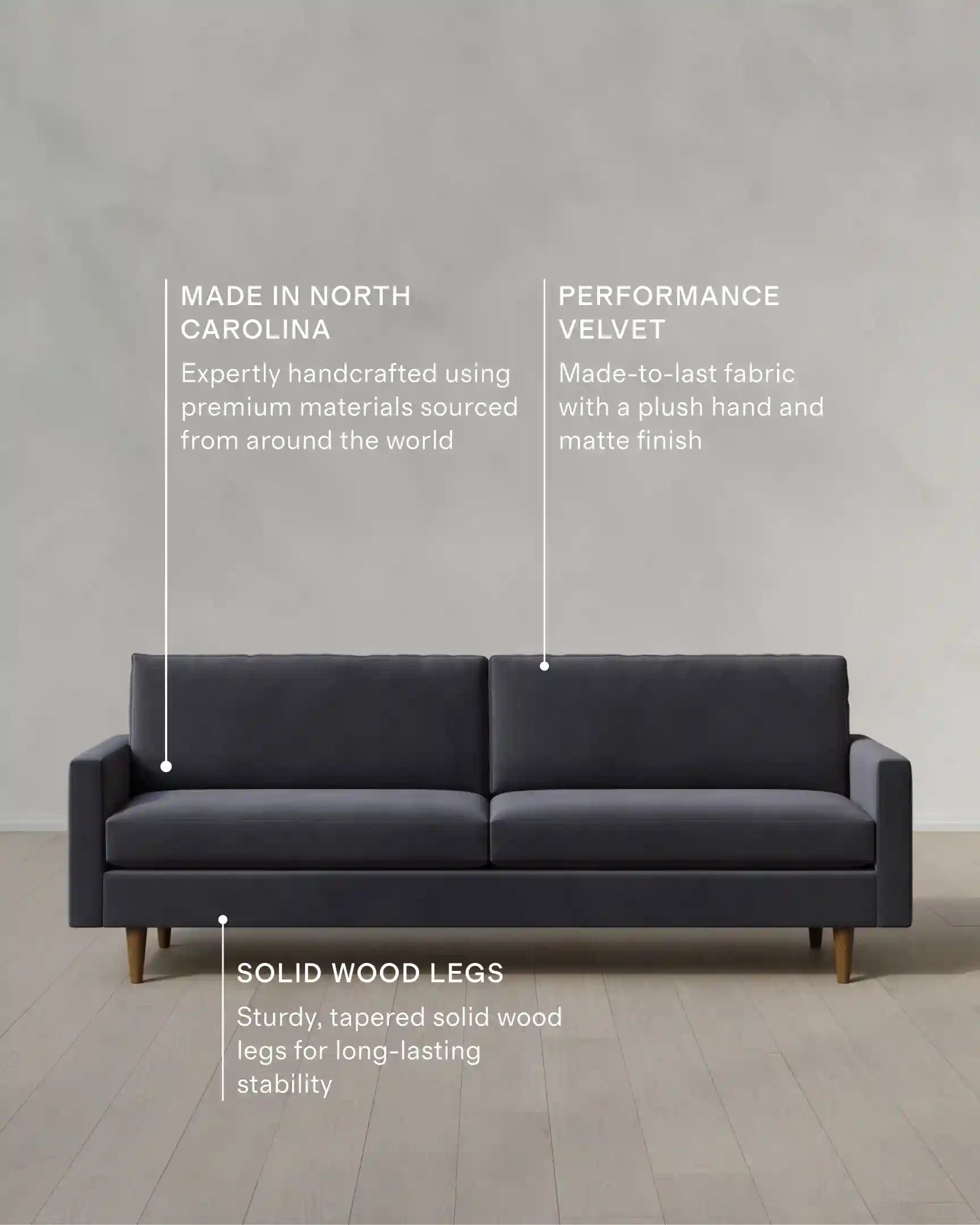 Atlas Midcentury Sofa in Performance Velvet