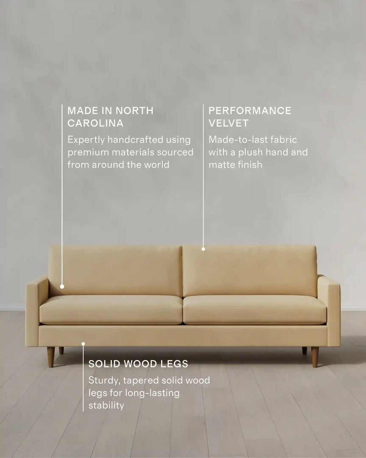 Atlas Midcentury Sofa in Performance Velvet
