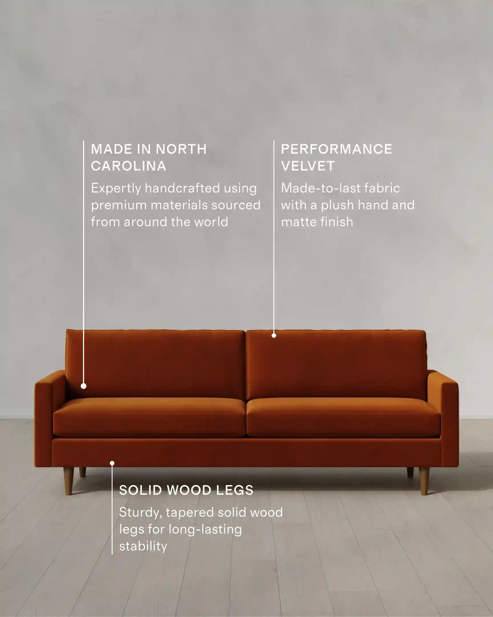 Atlas Midcentury Sofa in Performance Velvet