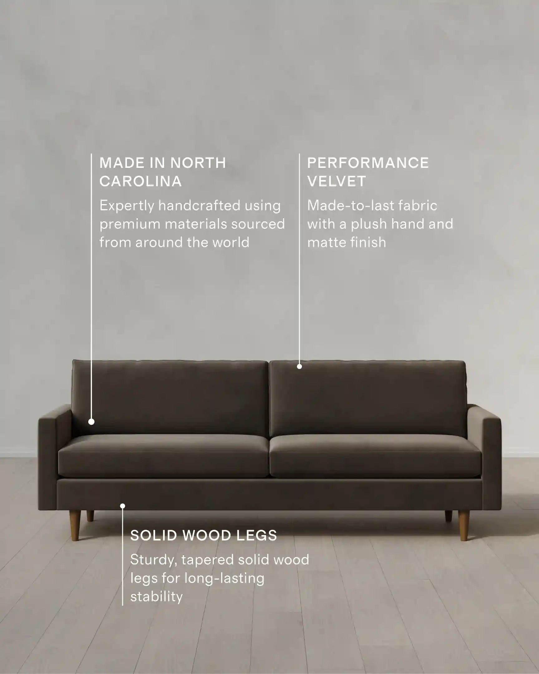 Atlas Midcentury Sofa in Performance Velvet