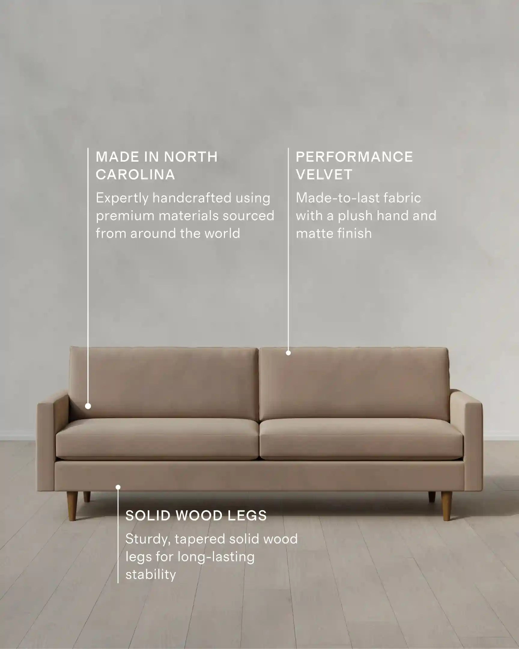 Atlas Midcentury Sofa in Performance Velvet