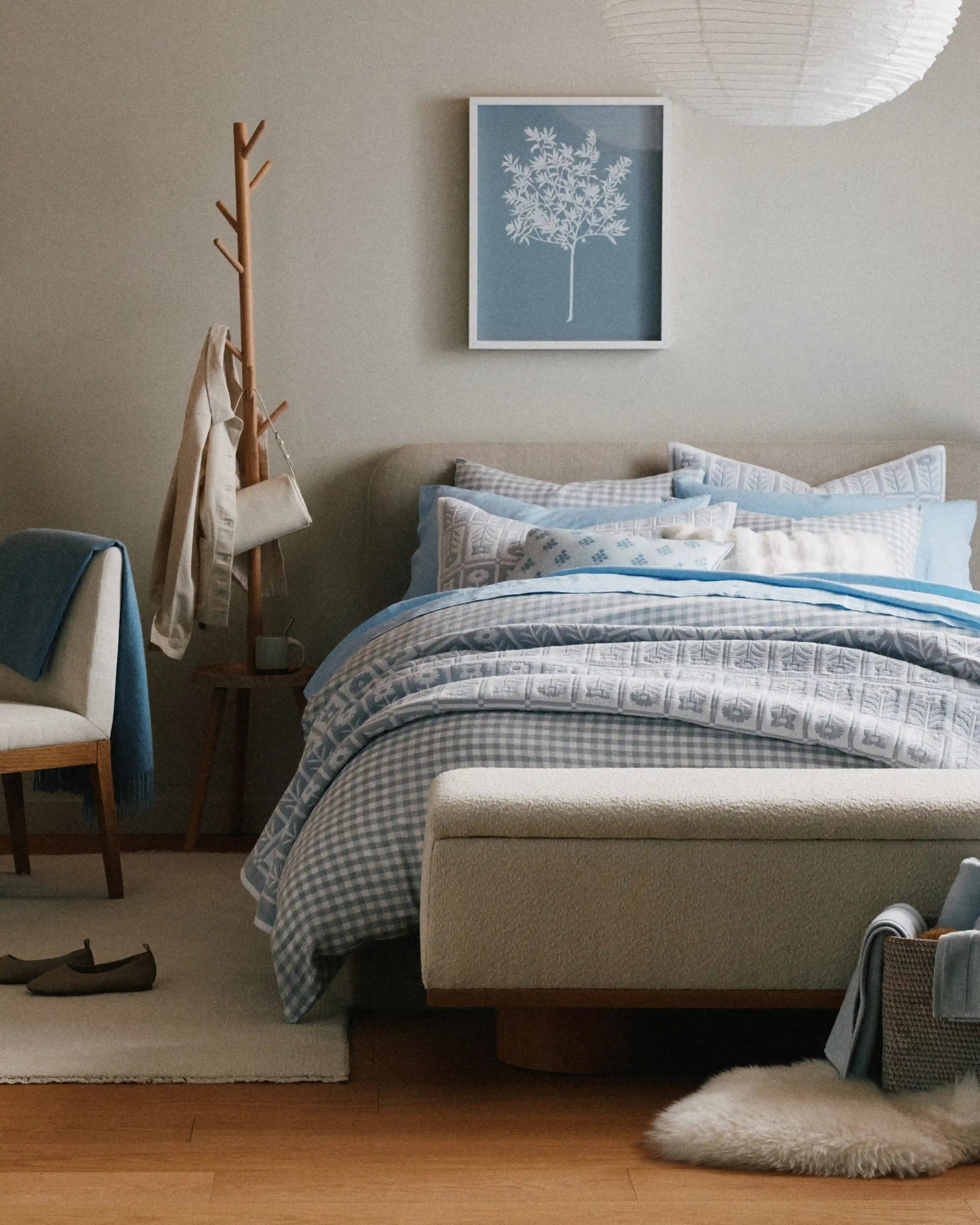 European Linen Gingham Duvet Cover Set