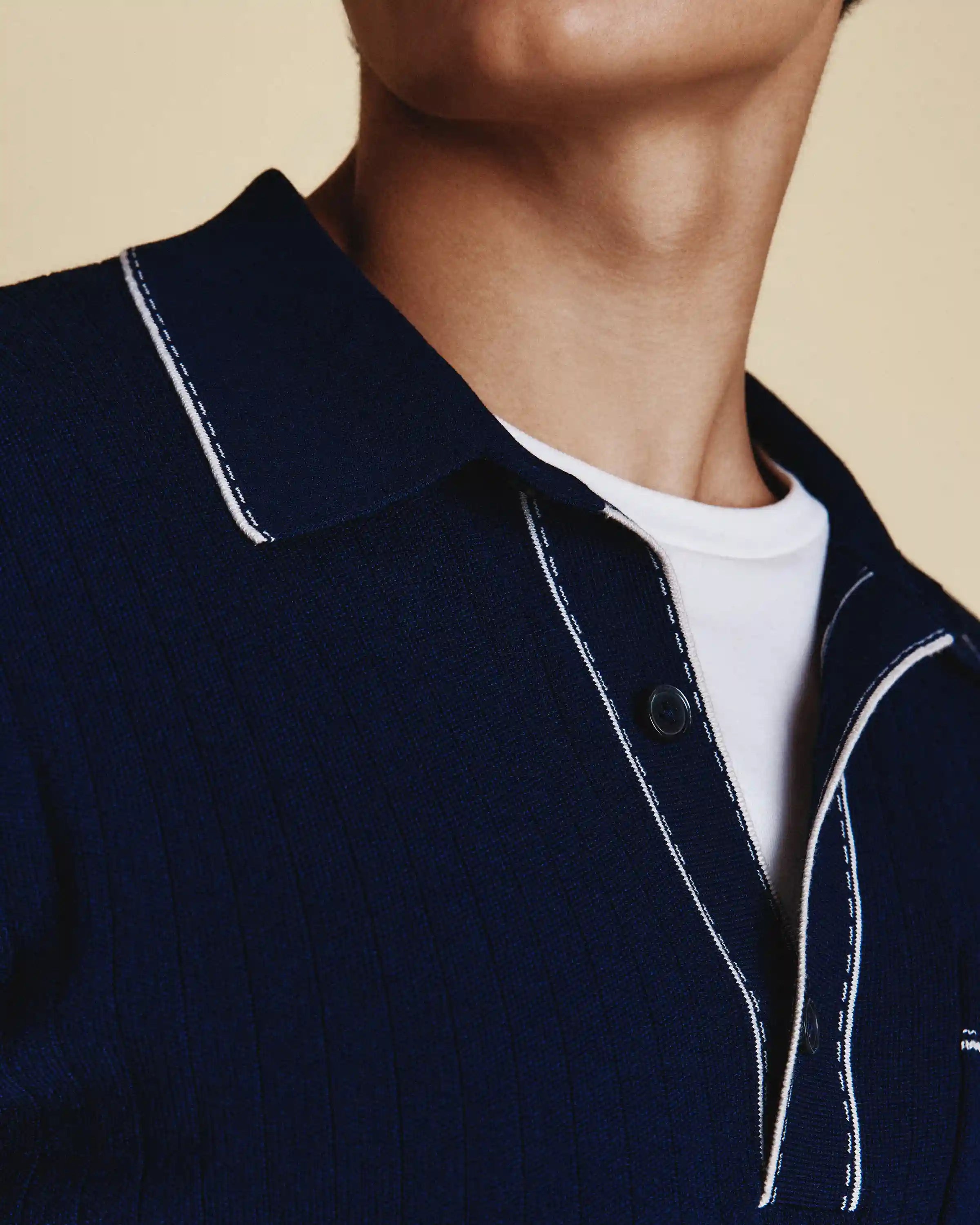 Organic Cotton-Silk Tipped Polo Sweater