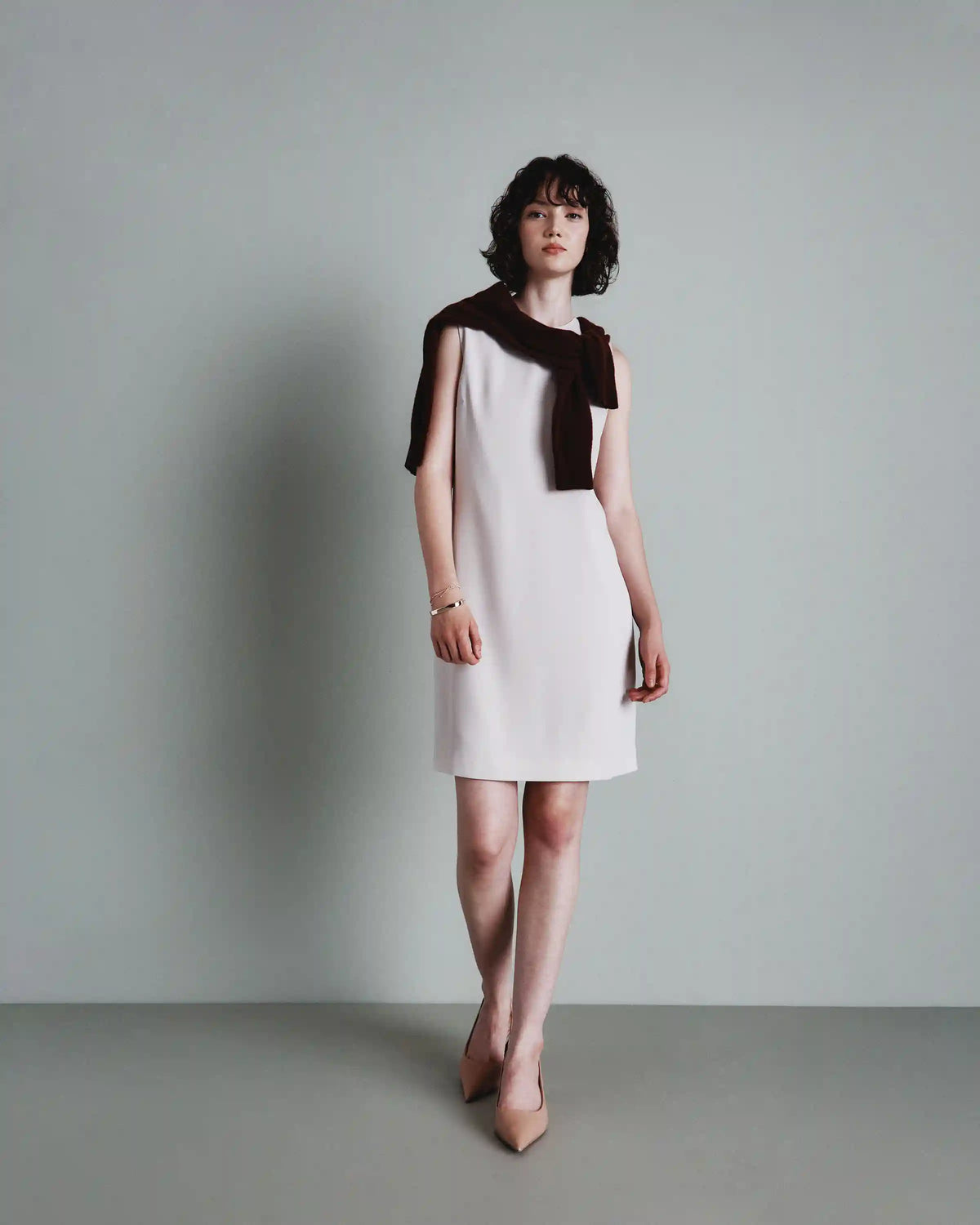 Fluid Crepe Sleeveless Shift Dress