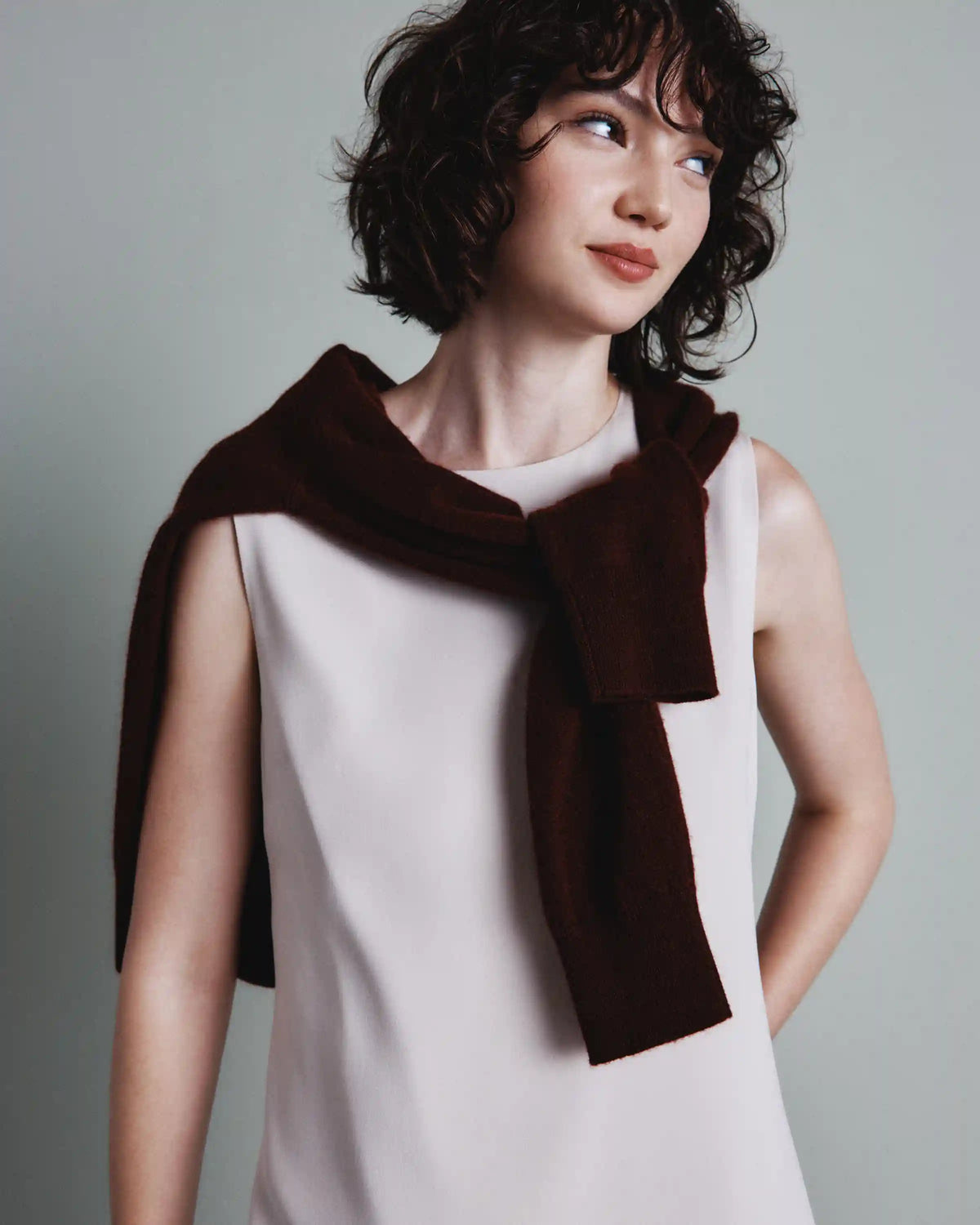 Fluid Crepe Sleeveless Shift Dress