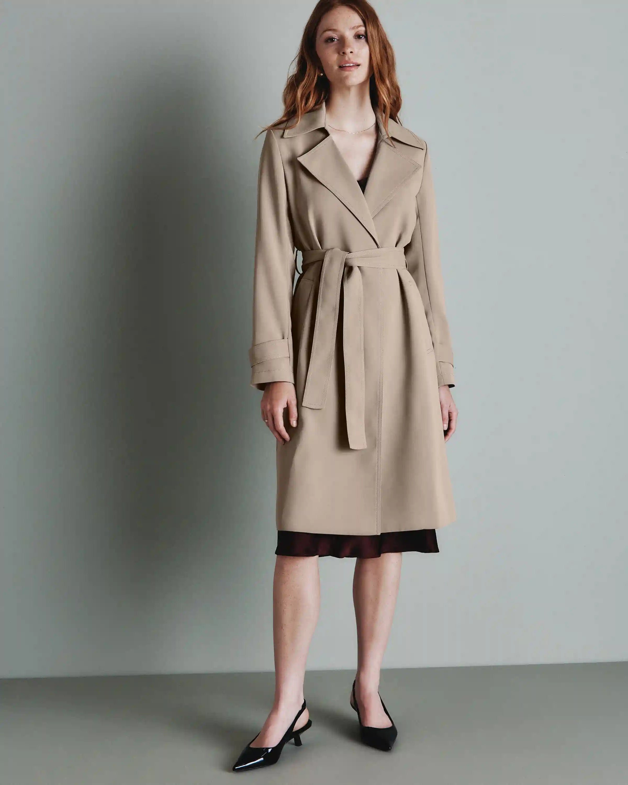 Stretch Crepe Trench Coat