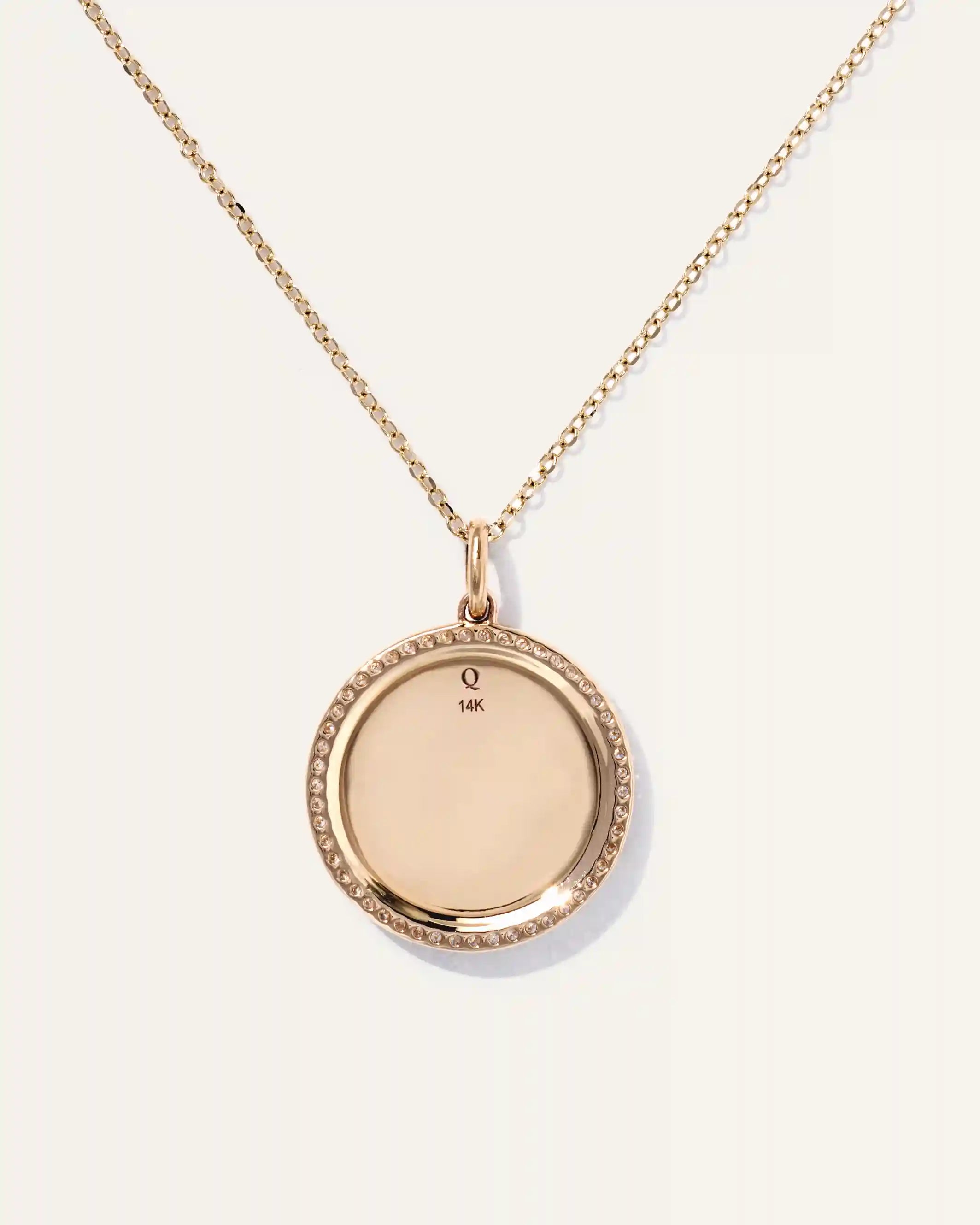 14K Gold Pave Zodiac Medallion Necklace