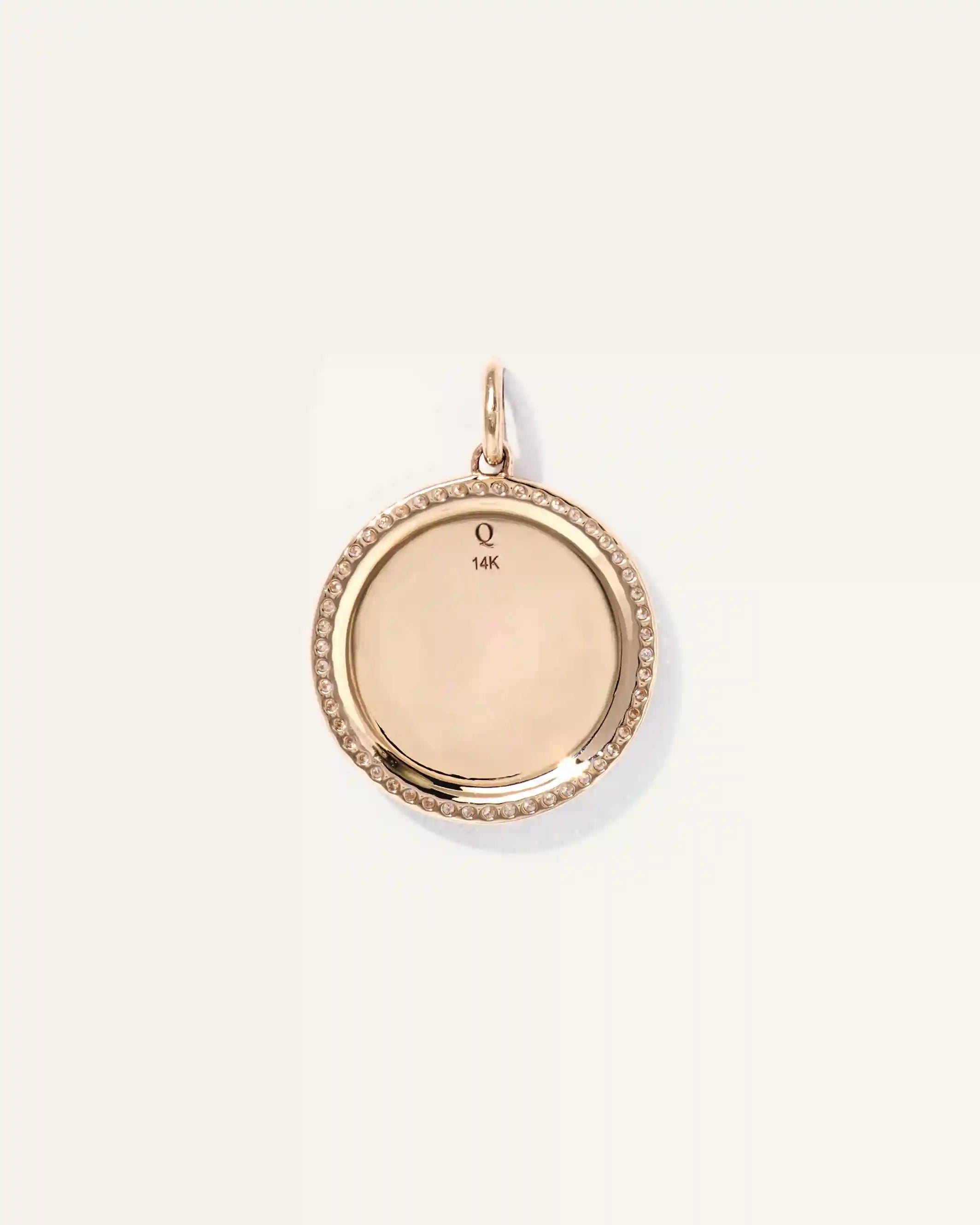 14K Gold Pave Zodiac Medallion Charm