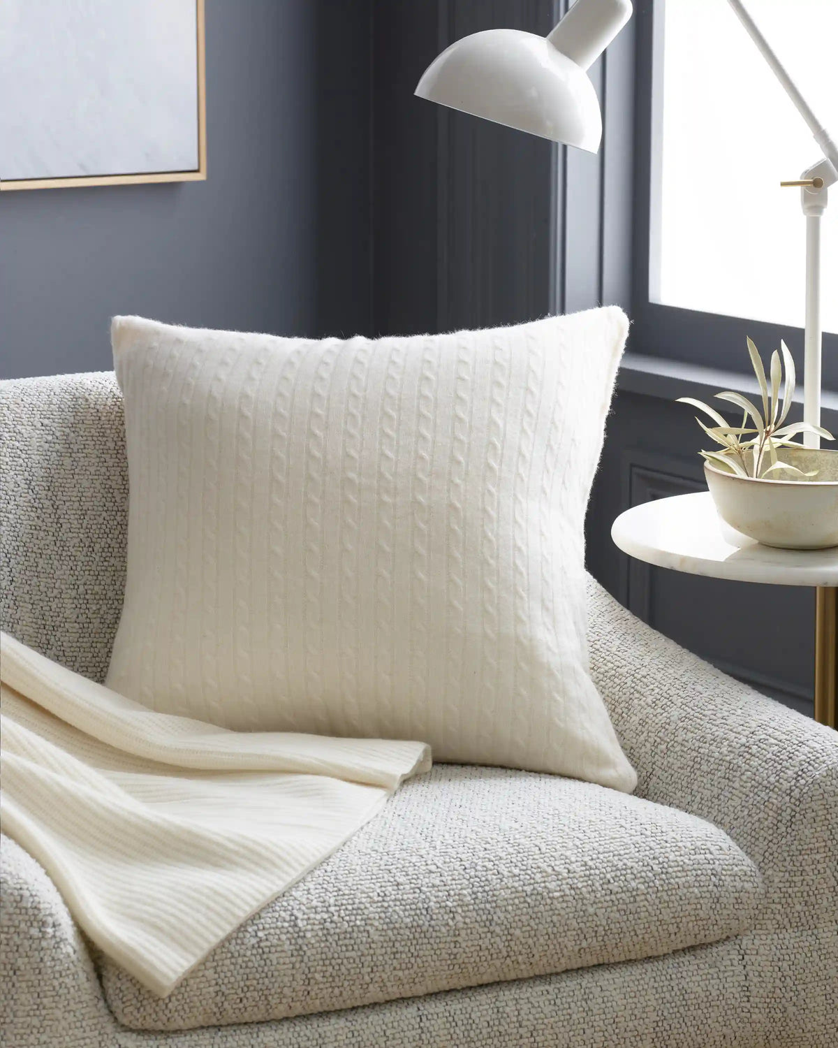 Cable Knit Cashmere Pillow Cover