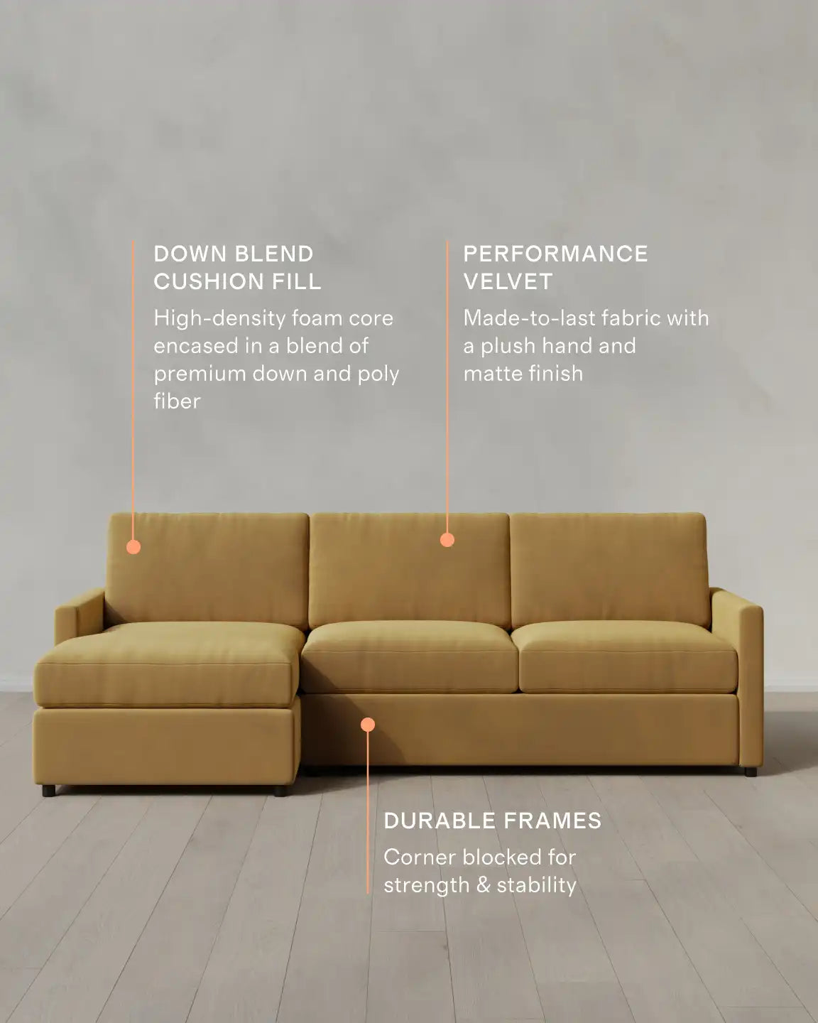 Brennan Chaise Sectional in Performance Velvet