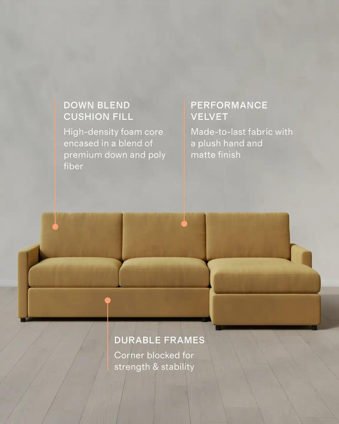 Brennan Chaise Sectional in Performance Velvet