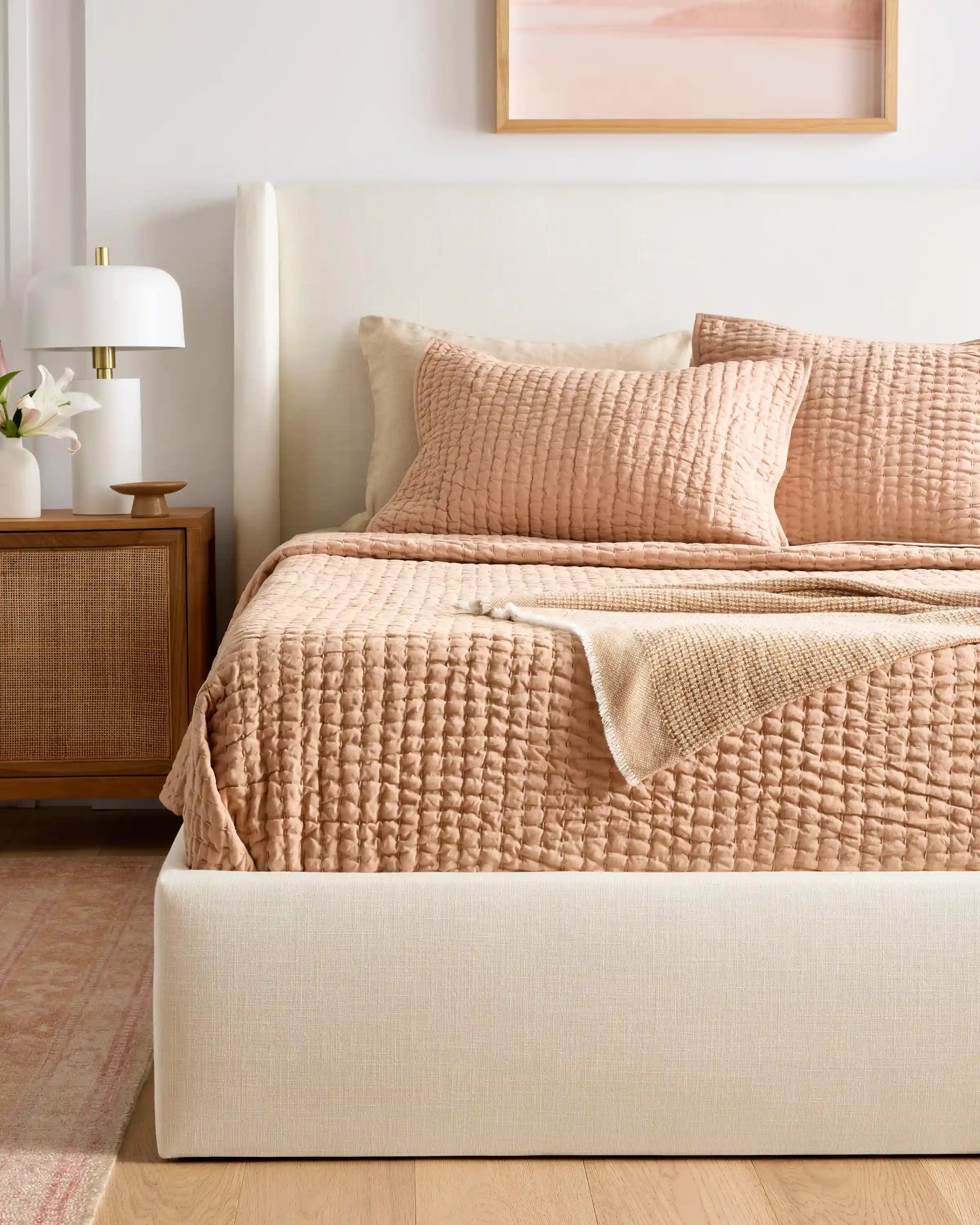 Wingback Bed in Performance Linen Blend