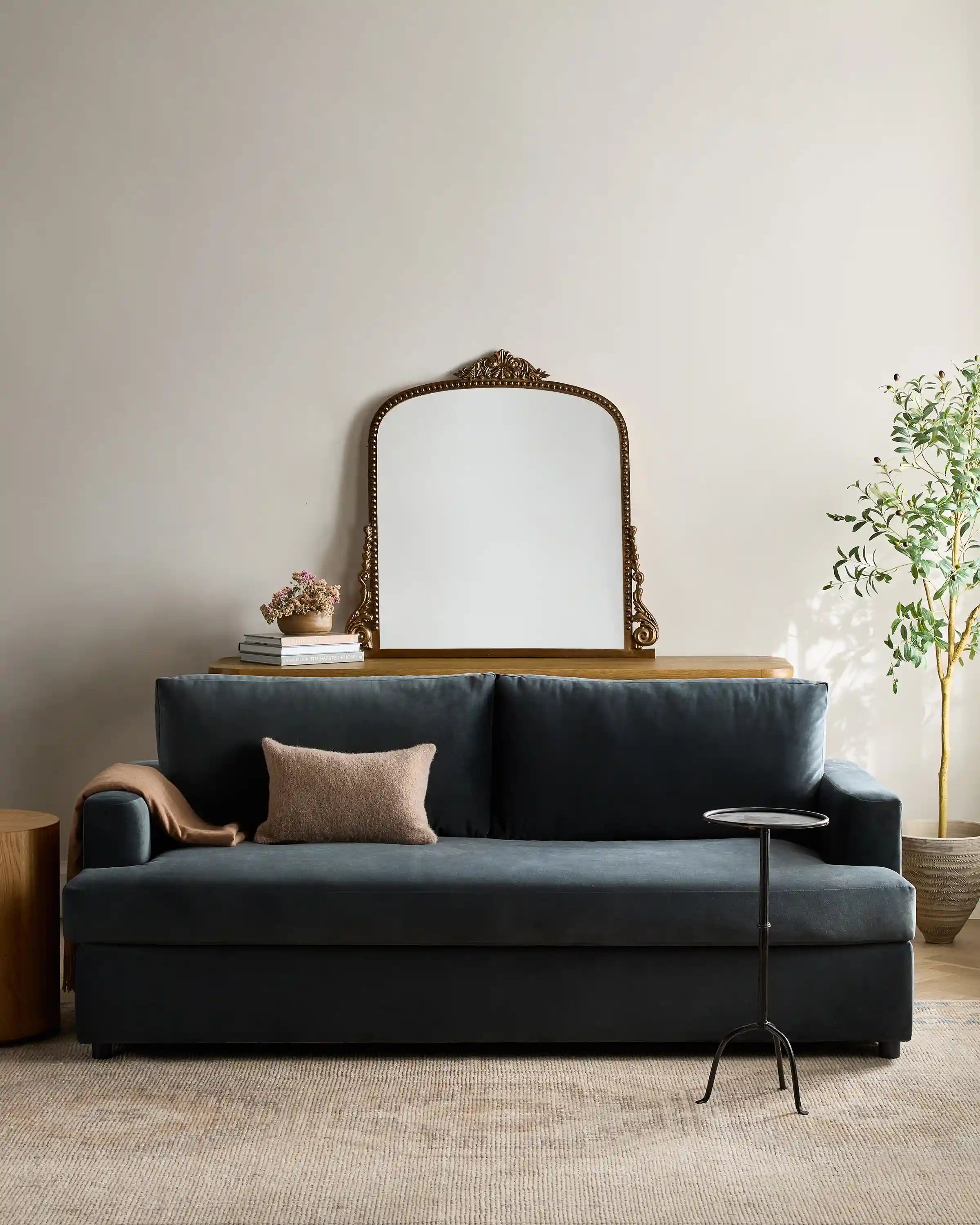 Sierra Curved Arm Sleeper Sofa in Performance Velvet