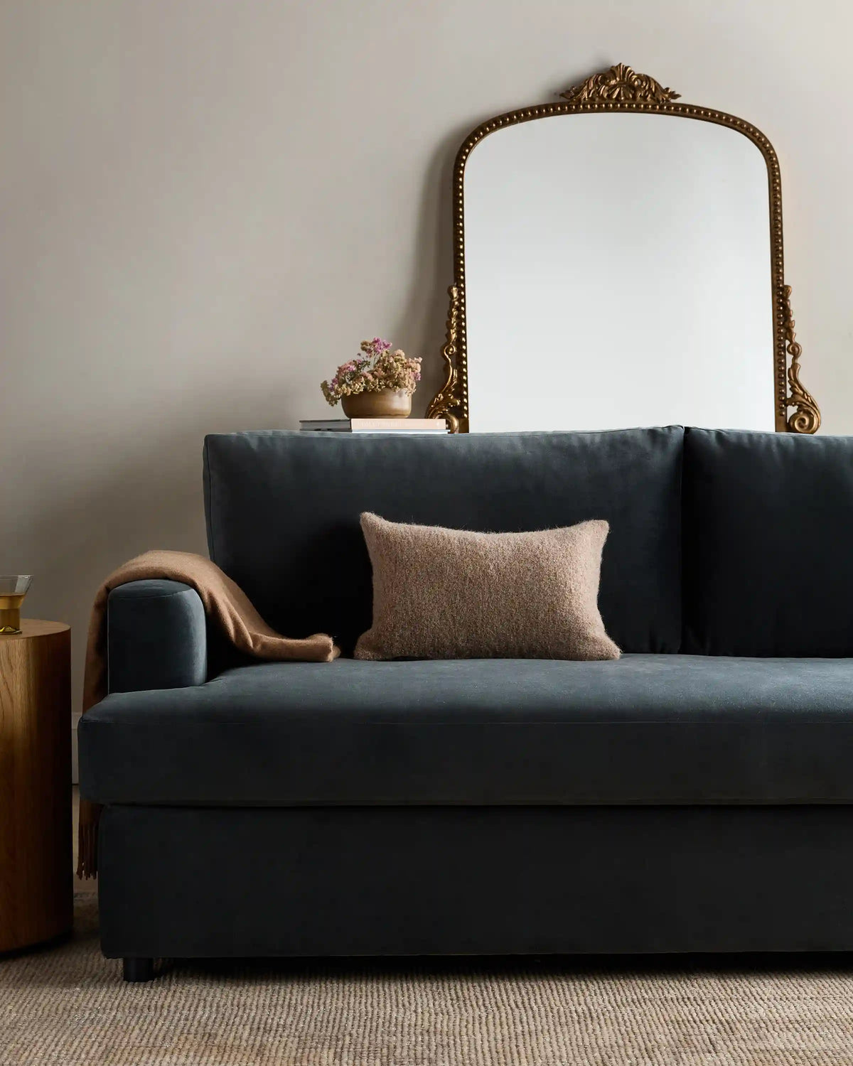 Sierra Curved Arm Sleeper Sofa in Performance Velvet