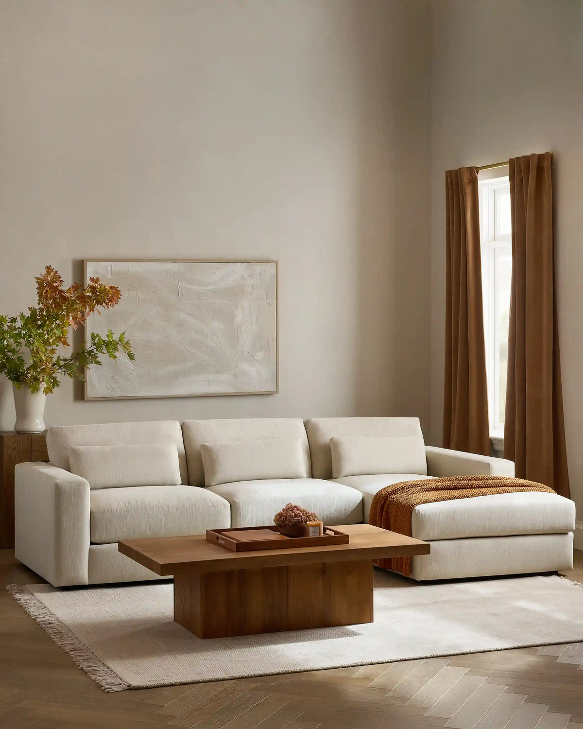 Ashford Deep Seat Chaise Sectional in Performance Basketweave