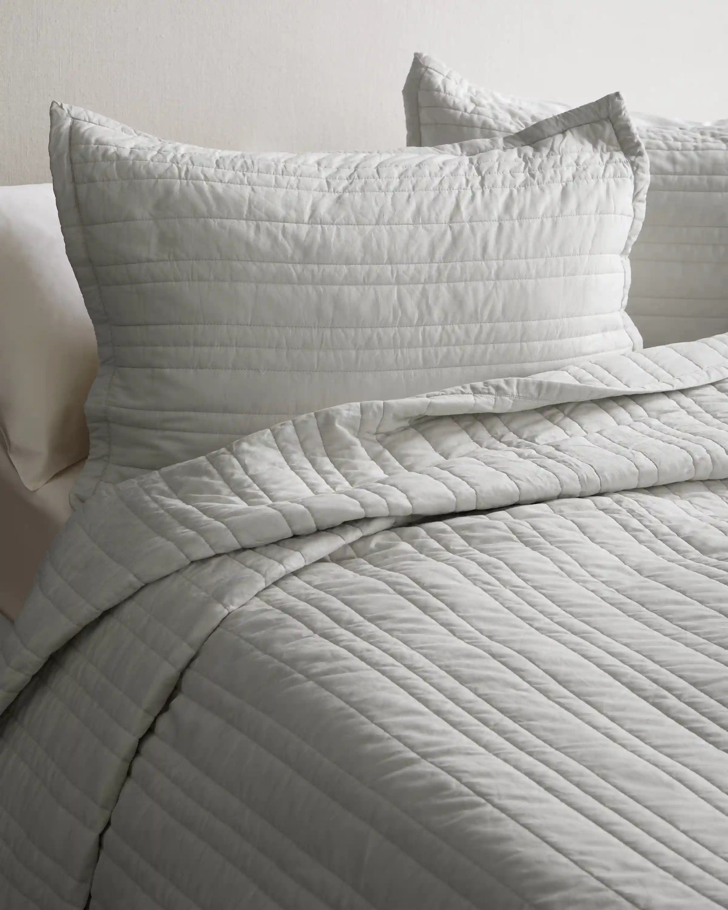 Organic Cotton Stripe Stitch Quilted Sham Set
