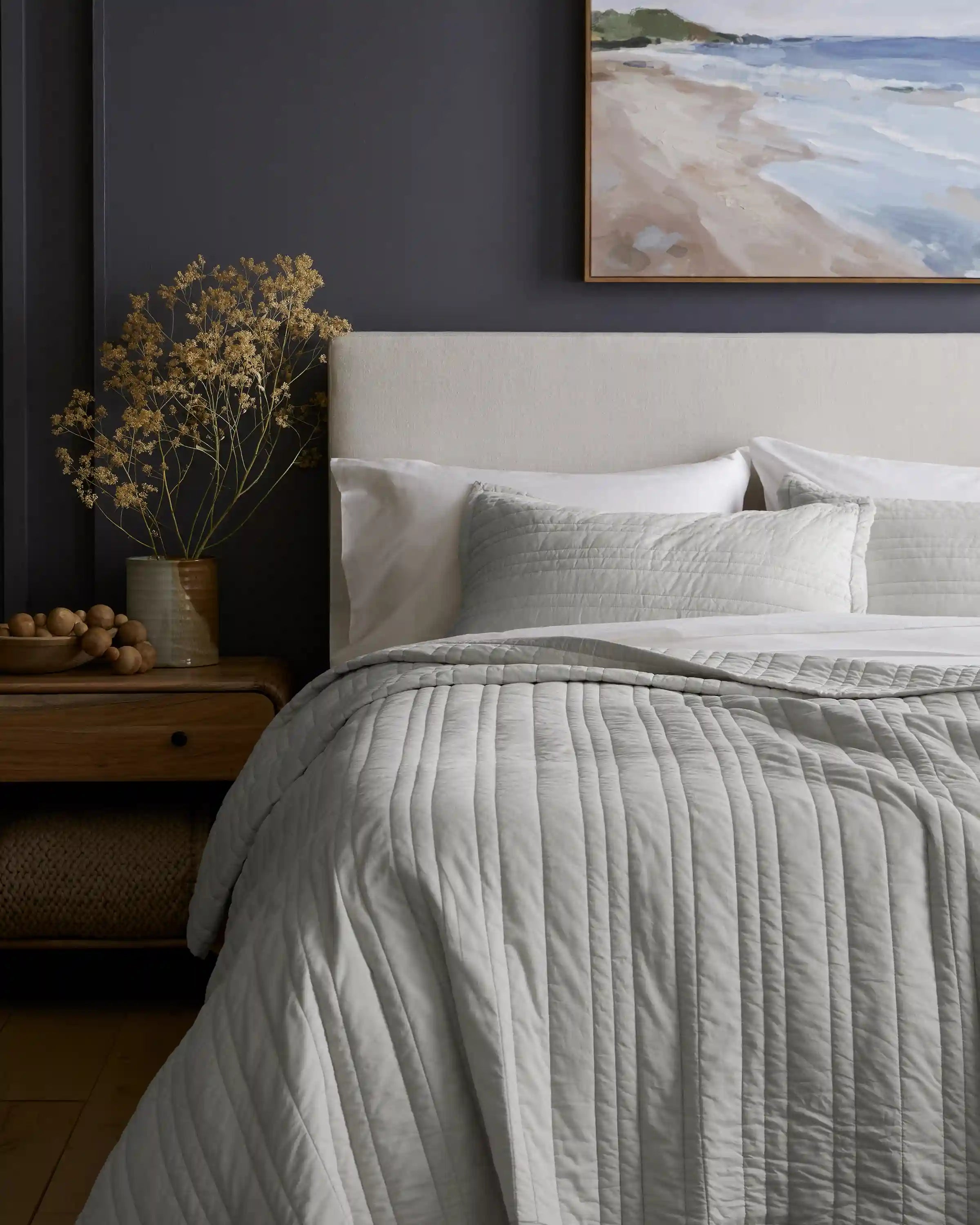 Organic Cotton Stripe Stitch Quilted Sham Set