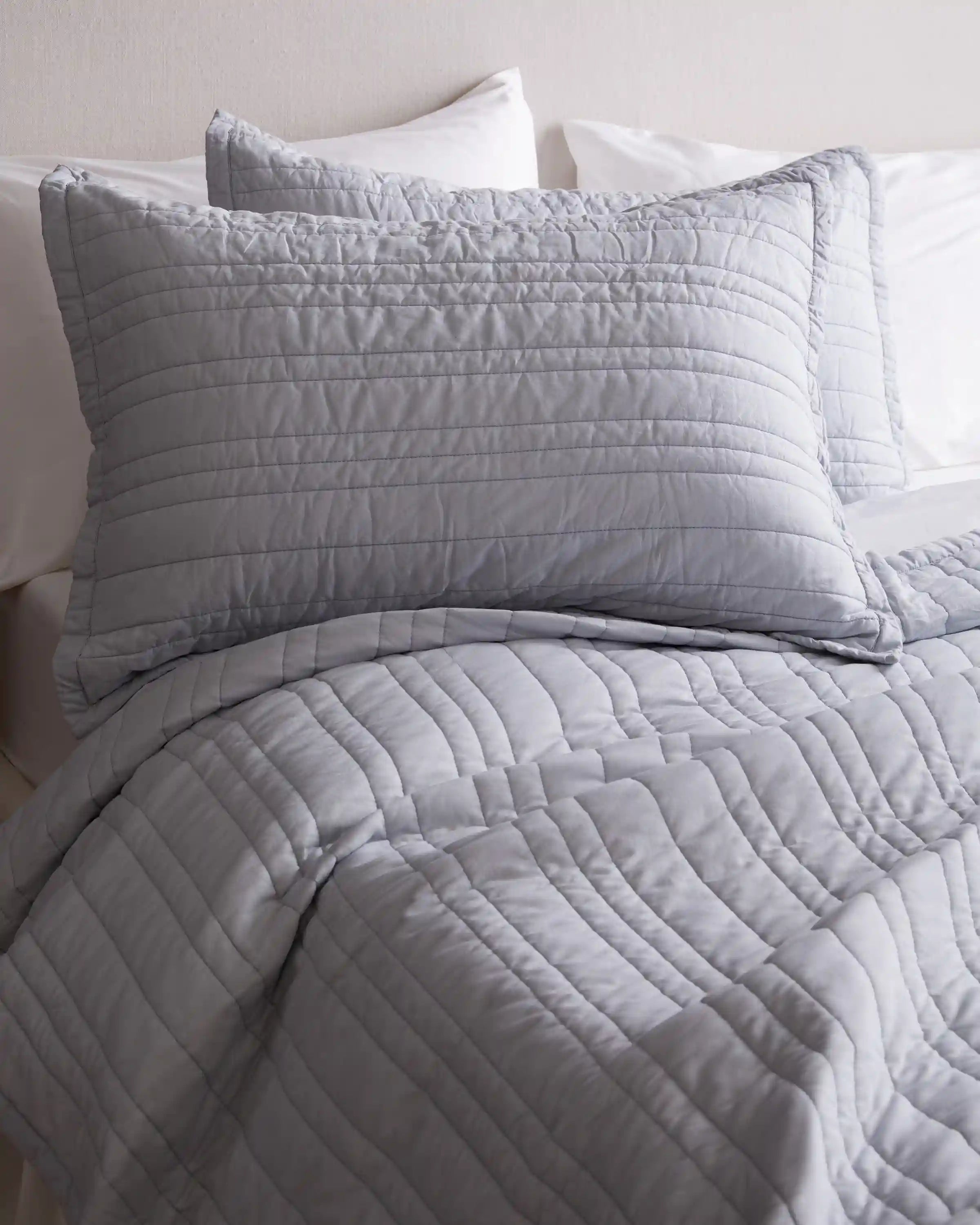 Organic Cotton Stripe Stitch Quilted Sham Set