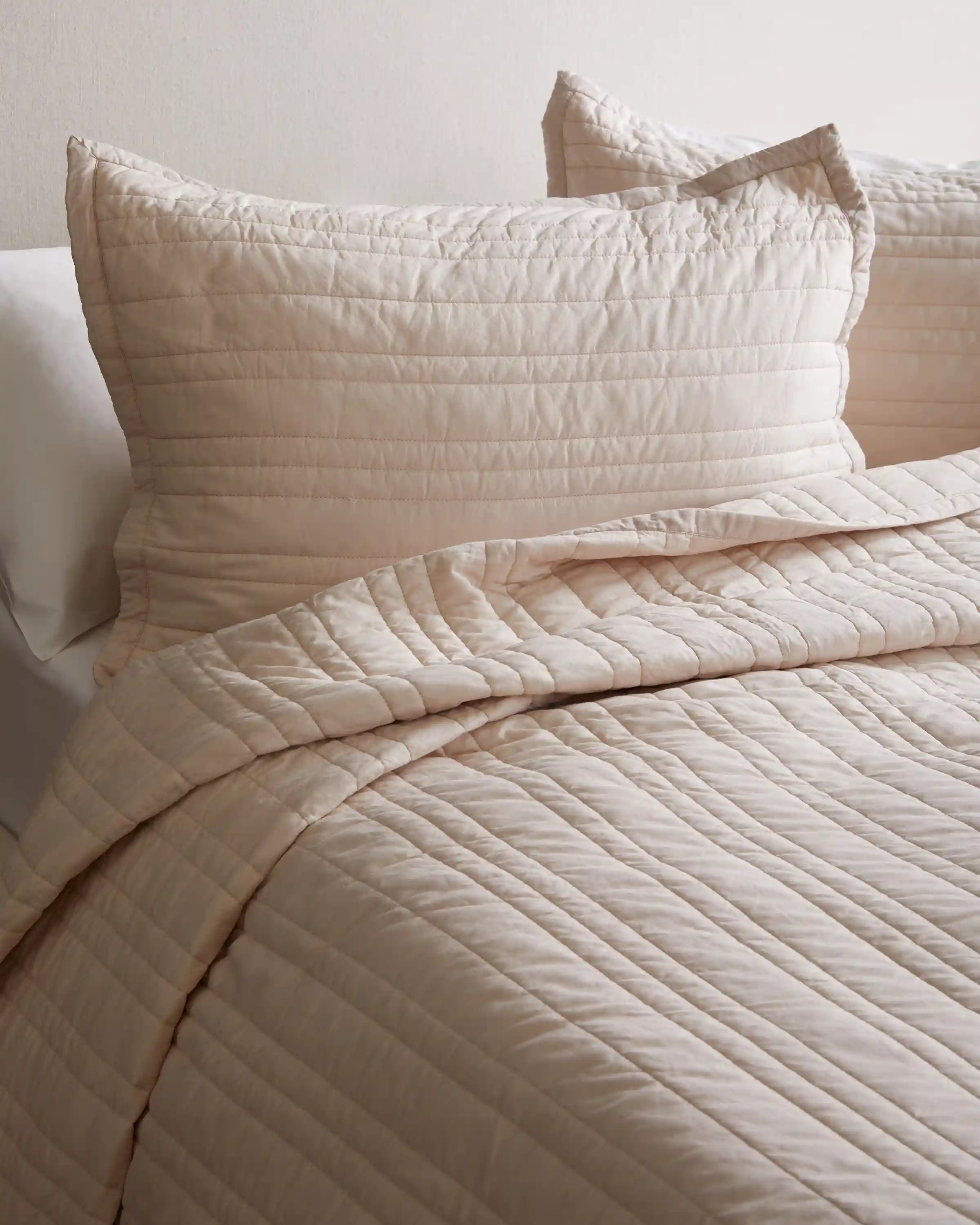 Organic Cotton Stripe Stitch Quilted Sham Set