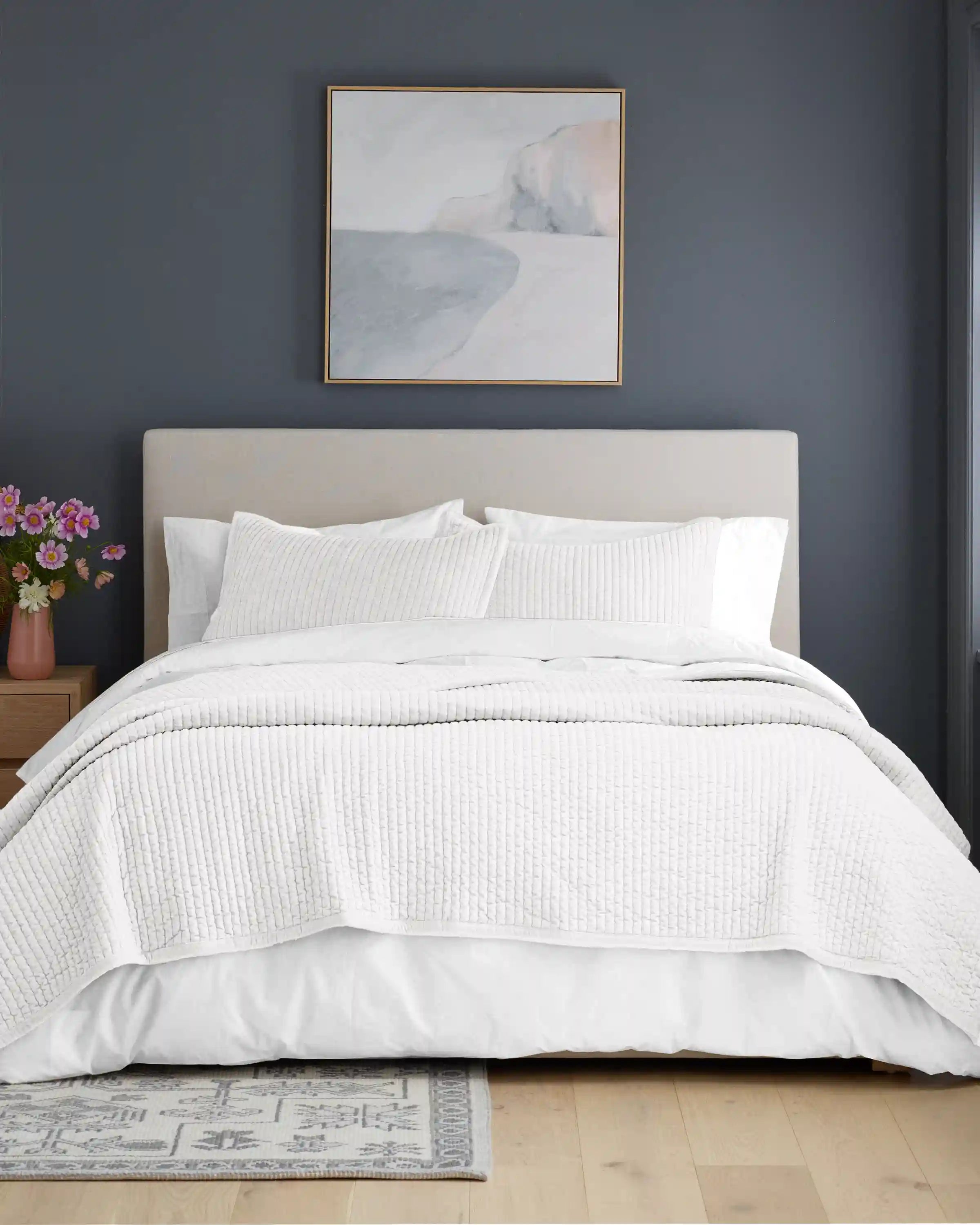 Cotton Velvet Vertical Channel Quilt Set