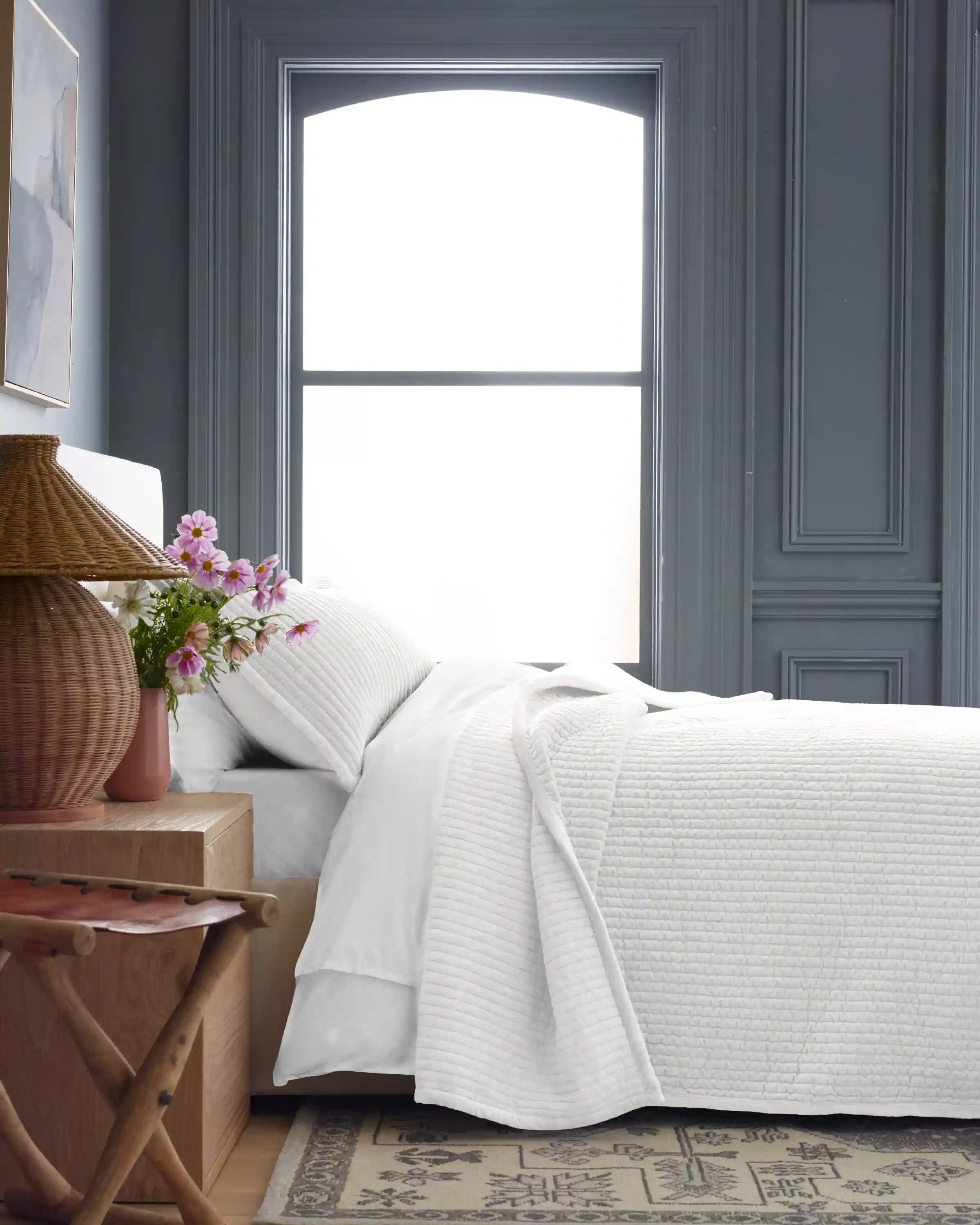 Cotton Velvet Vertical Channel Quilt Set