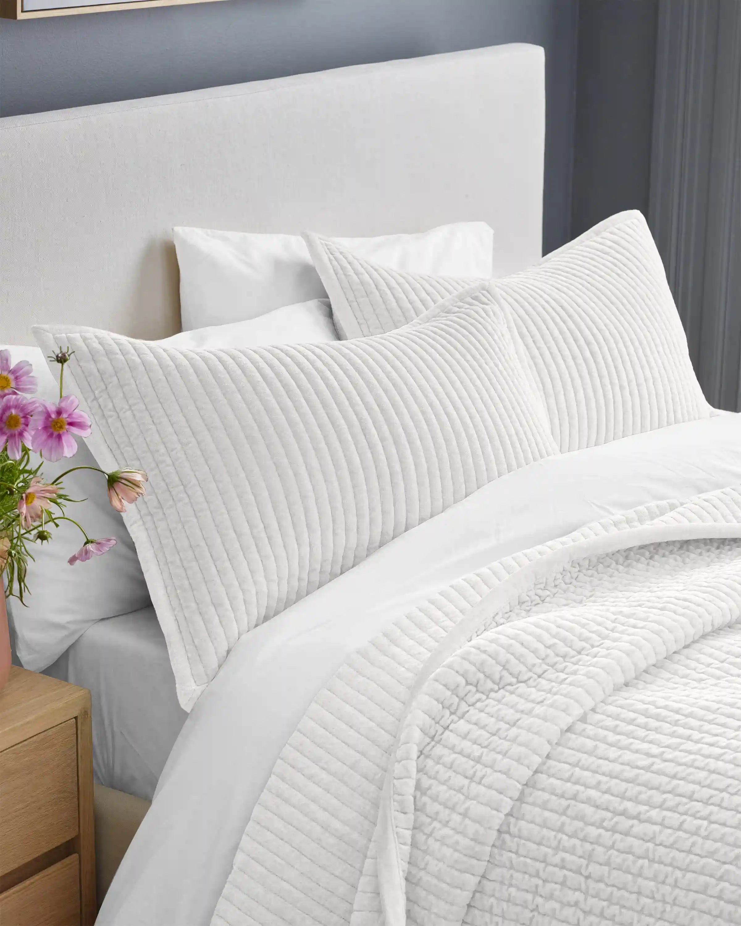 Cotton Velvet Narrow Channel Quilted Sham Set