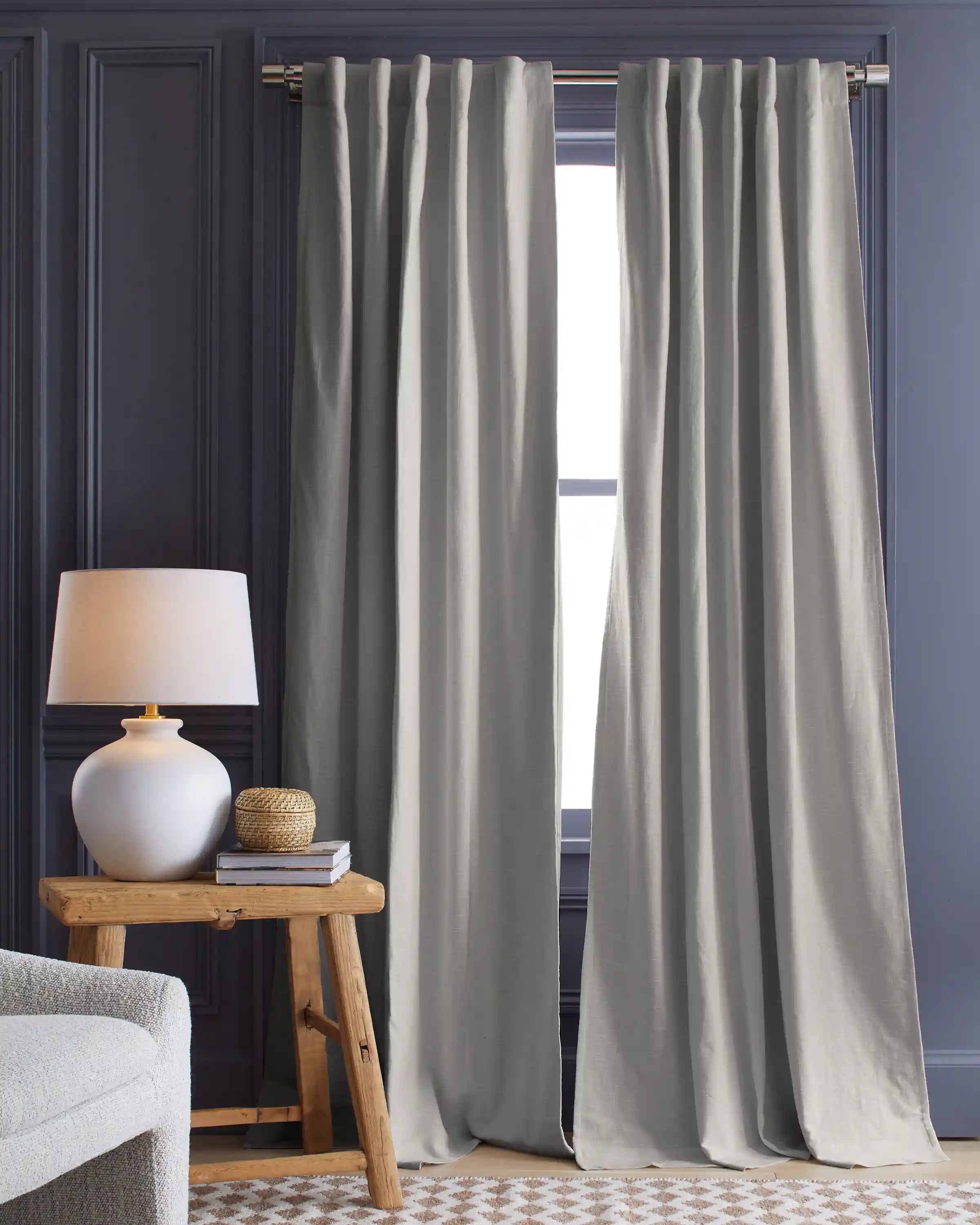 Cotton Slub Room Darkening Curtain - Single Panel
