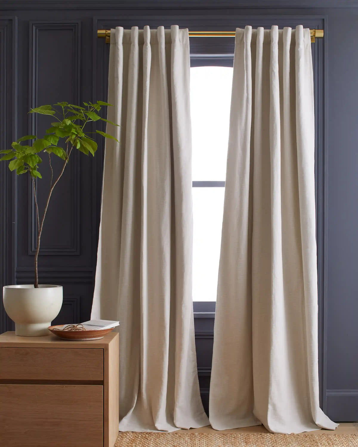 Cotton Slub Room Darkening Curtain - Single Panel