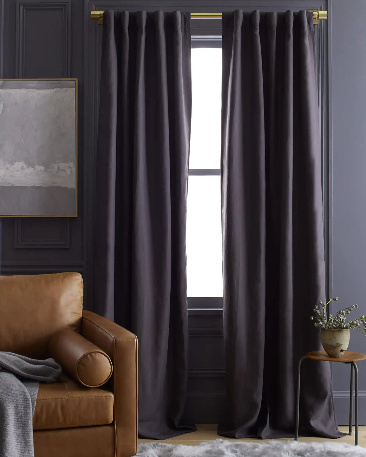 European Linen Room Darkening Curtain - Single Panel