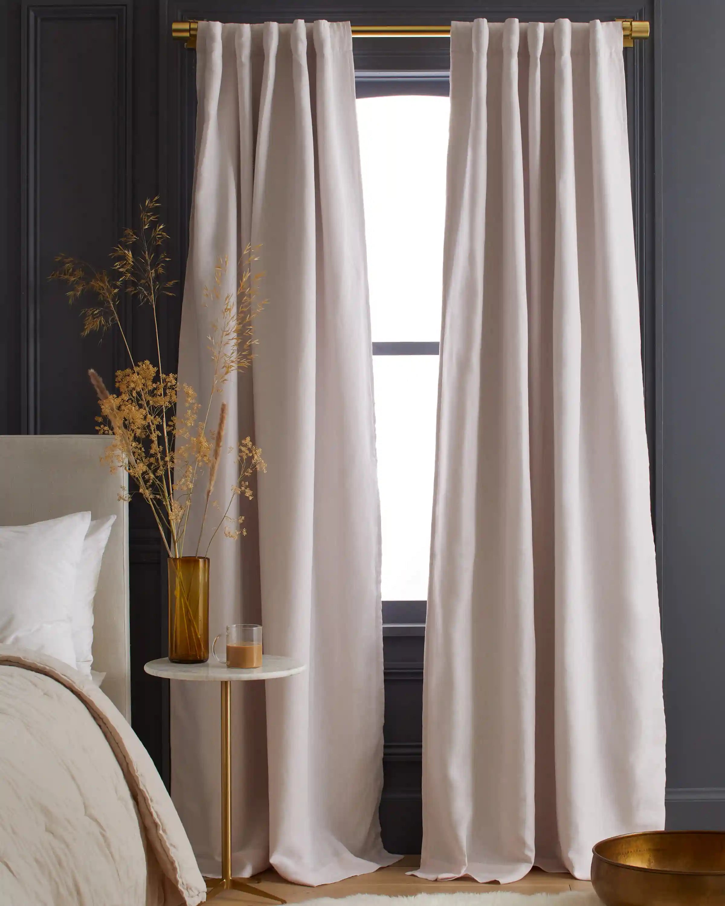 European Linen Room Darkening Curtain - Single Panel