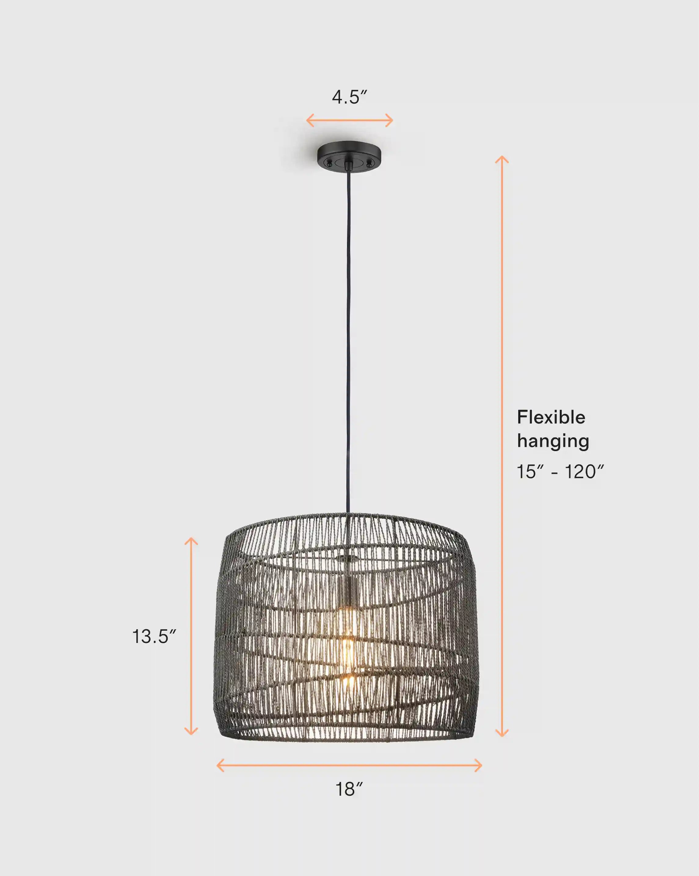 Woven Rope Drum Pendant Light