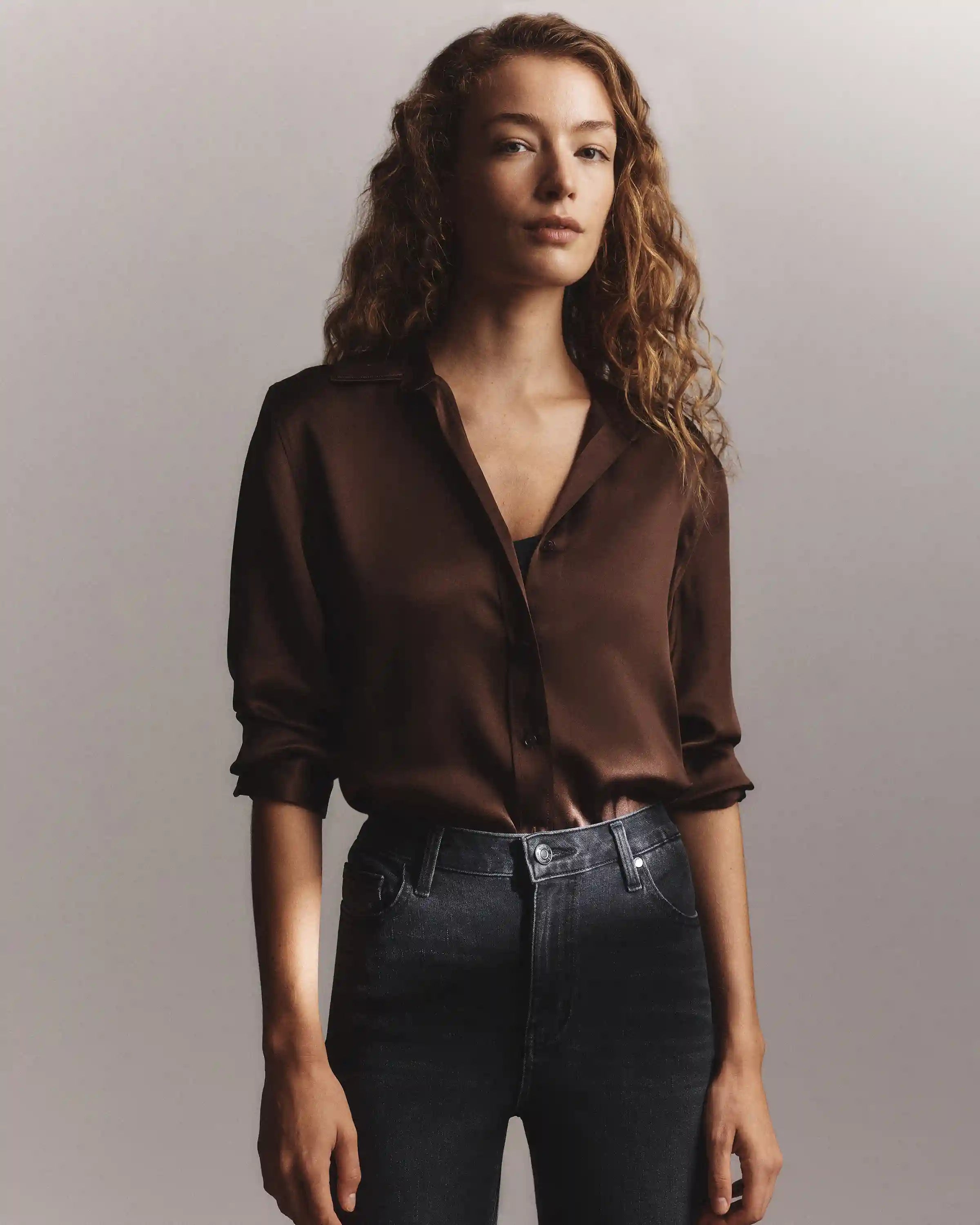 100% Washable Silk Three-Quarter Sleeve Shirt