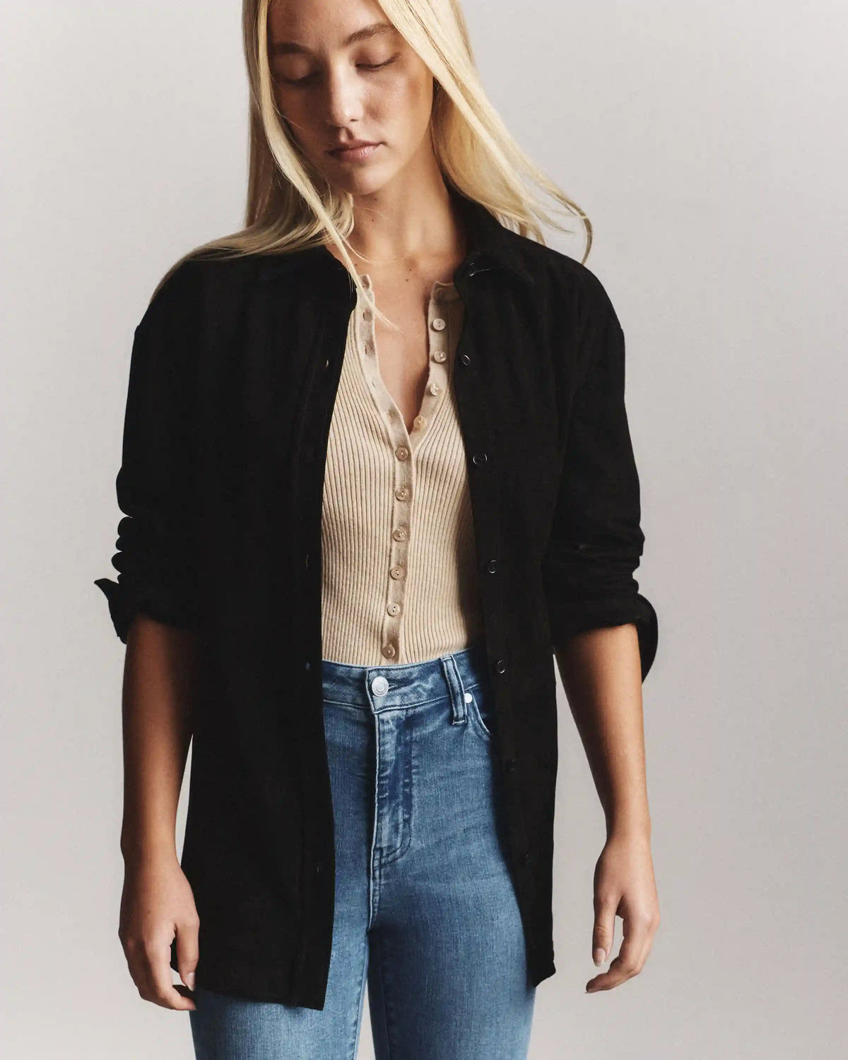 Cotton Cashmere Fitted Ribbed Cardigan