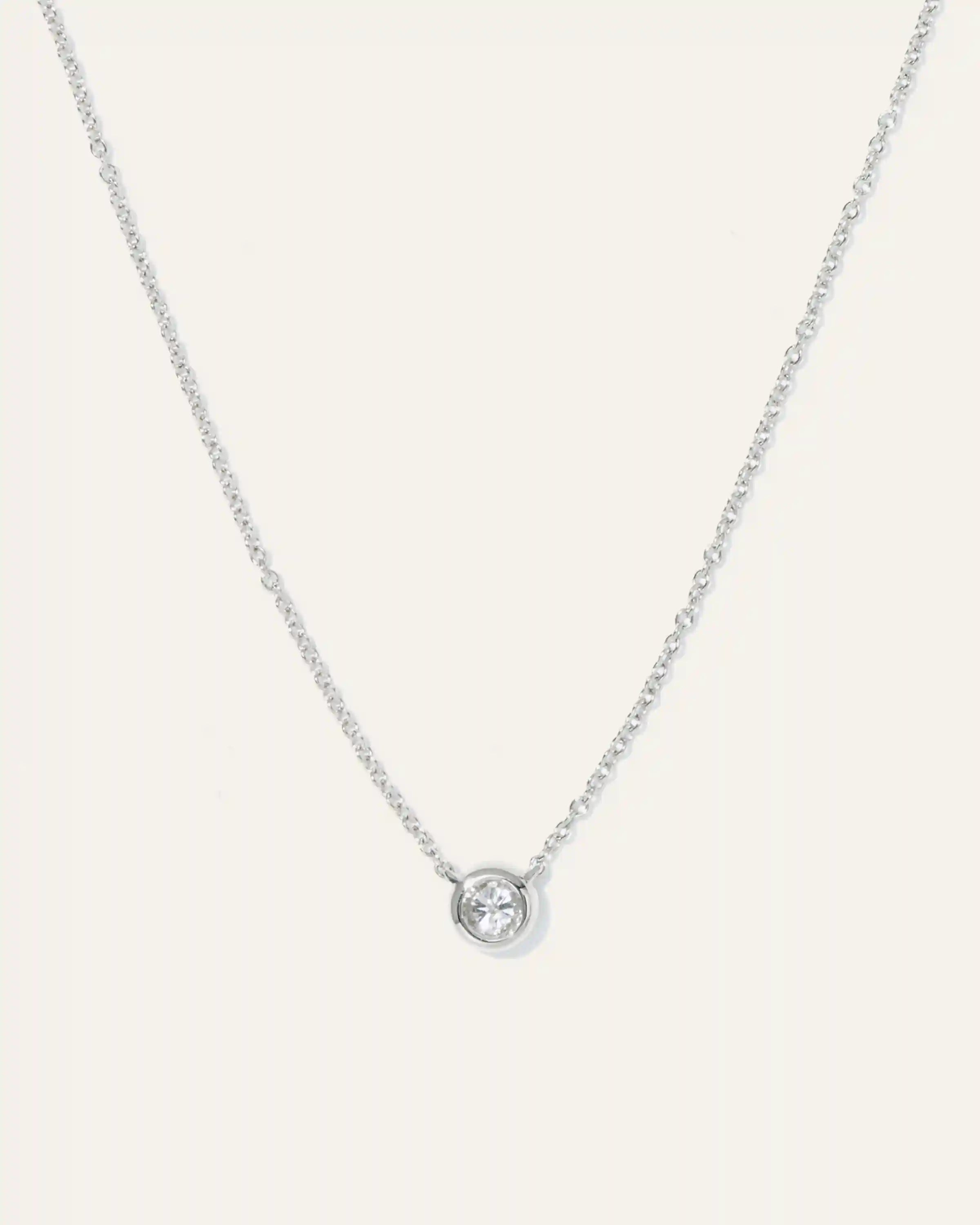14K Gold Diamond Bezel Necklace