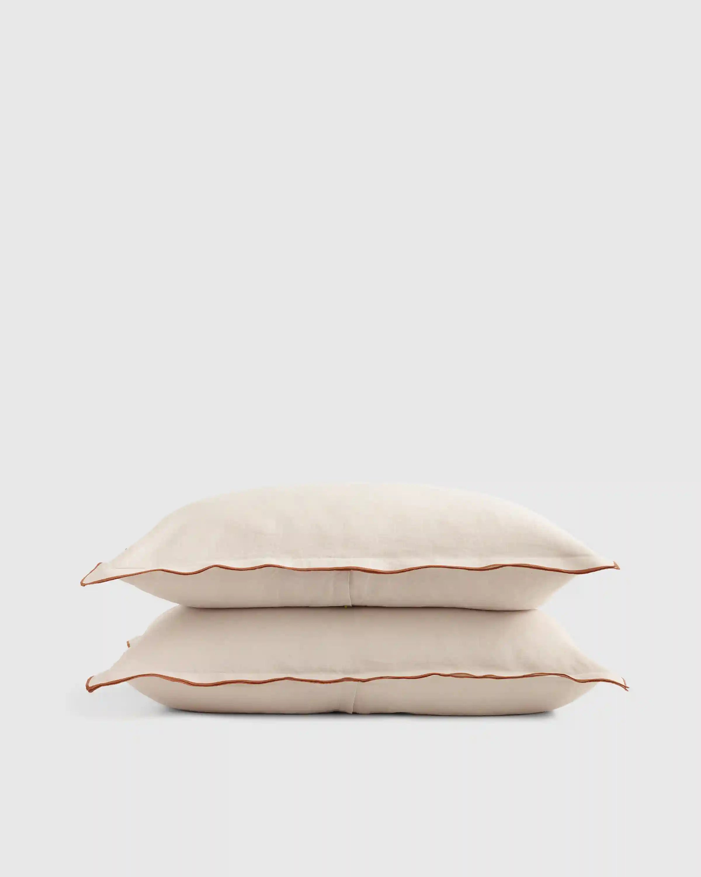 European Linen Double Embroidered Edge Sham Set