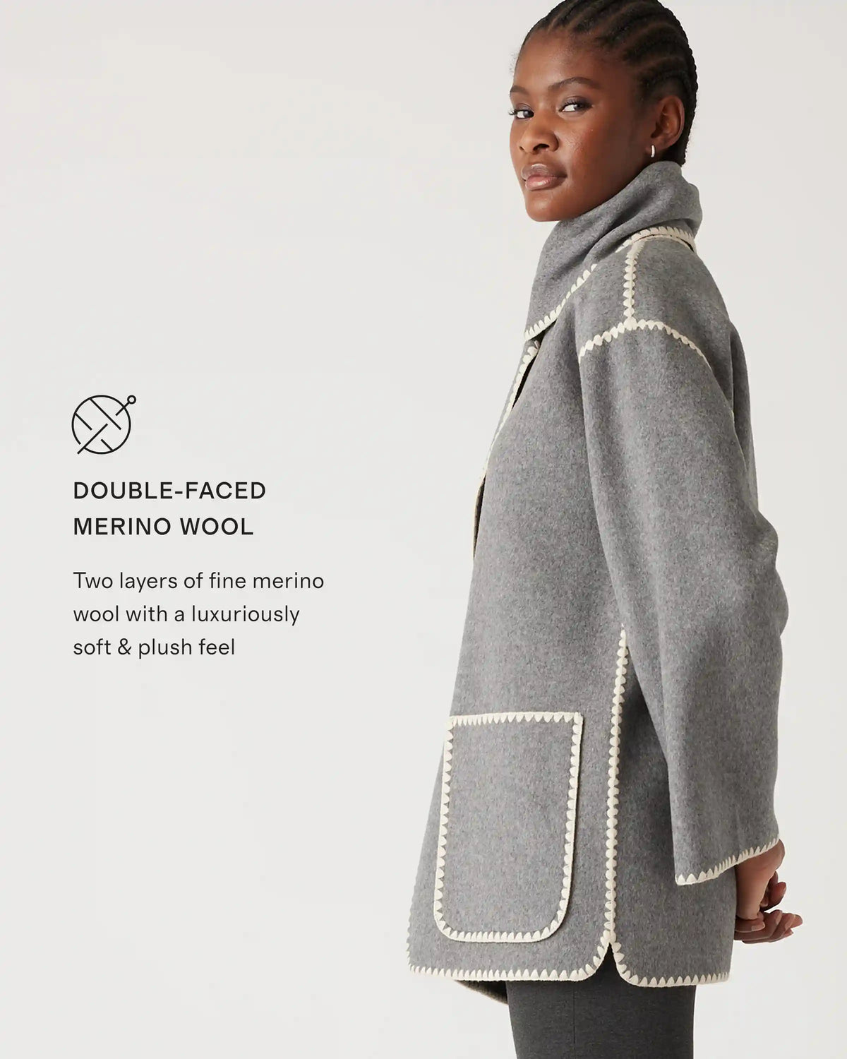 Double-Faced Merino Wool Scarf Coat