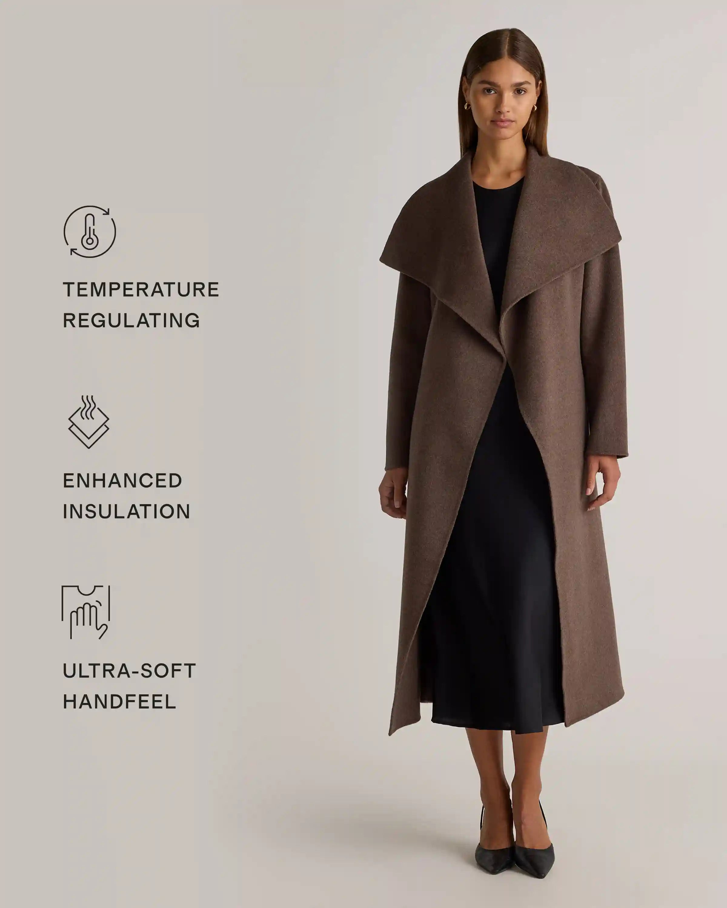 Double-Faced Merino Wool Scarf Coat