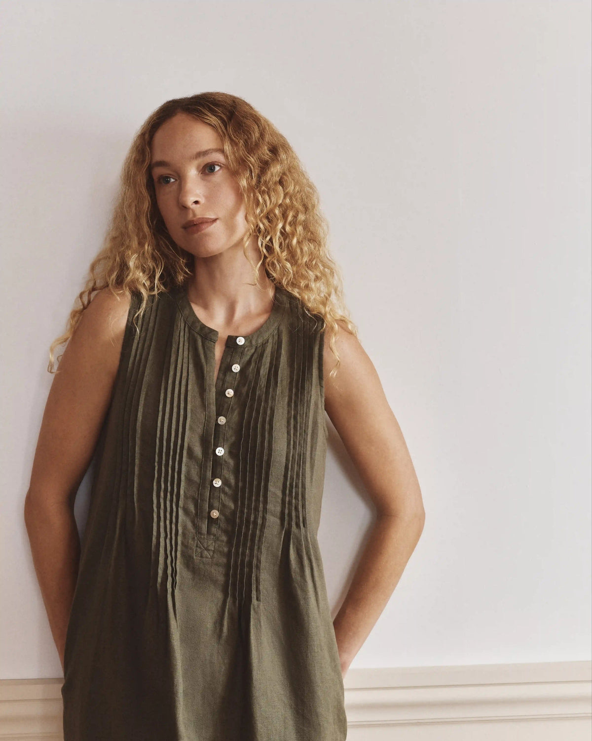 100% European Linen Sleeveless Swing Dress
