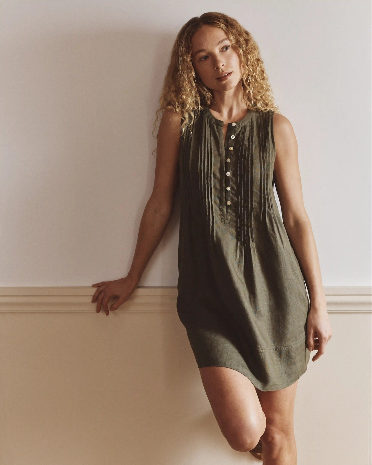 100% European Linen Sleeveless Swing Dress