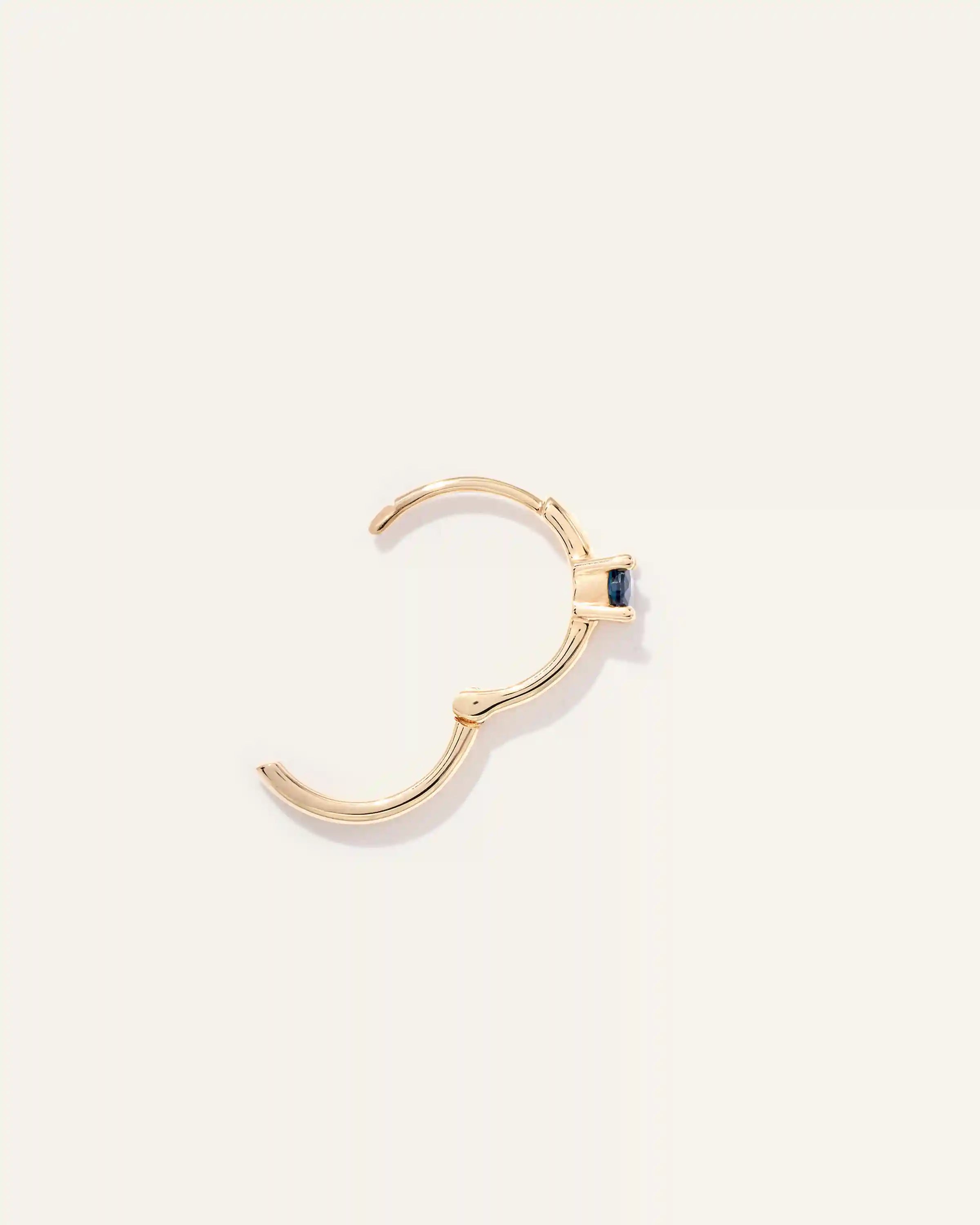 14K Gold Gemstone Tiny Huggie - Single
