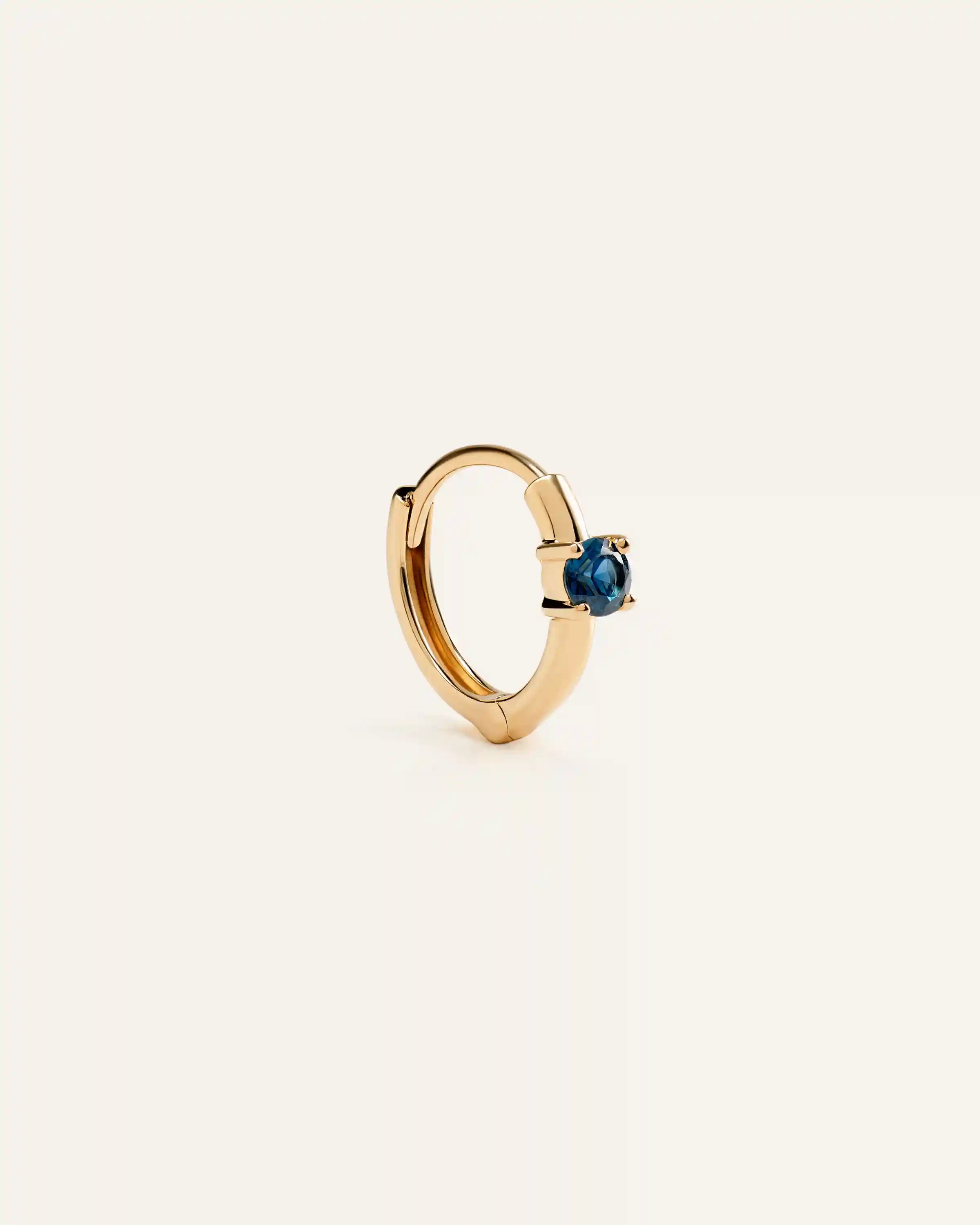 14K Gold Gemstone Tiny Huggie - Single
