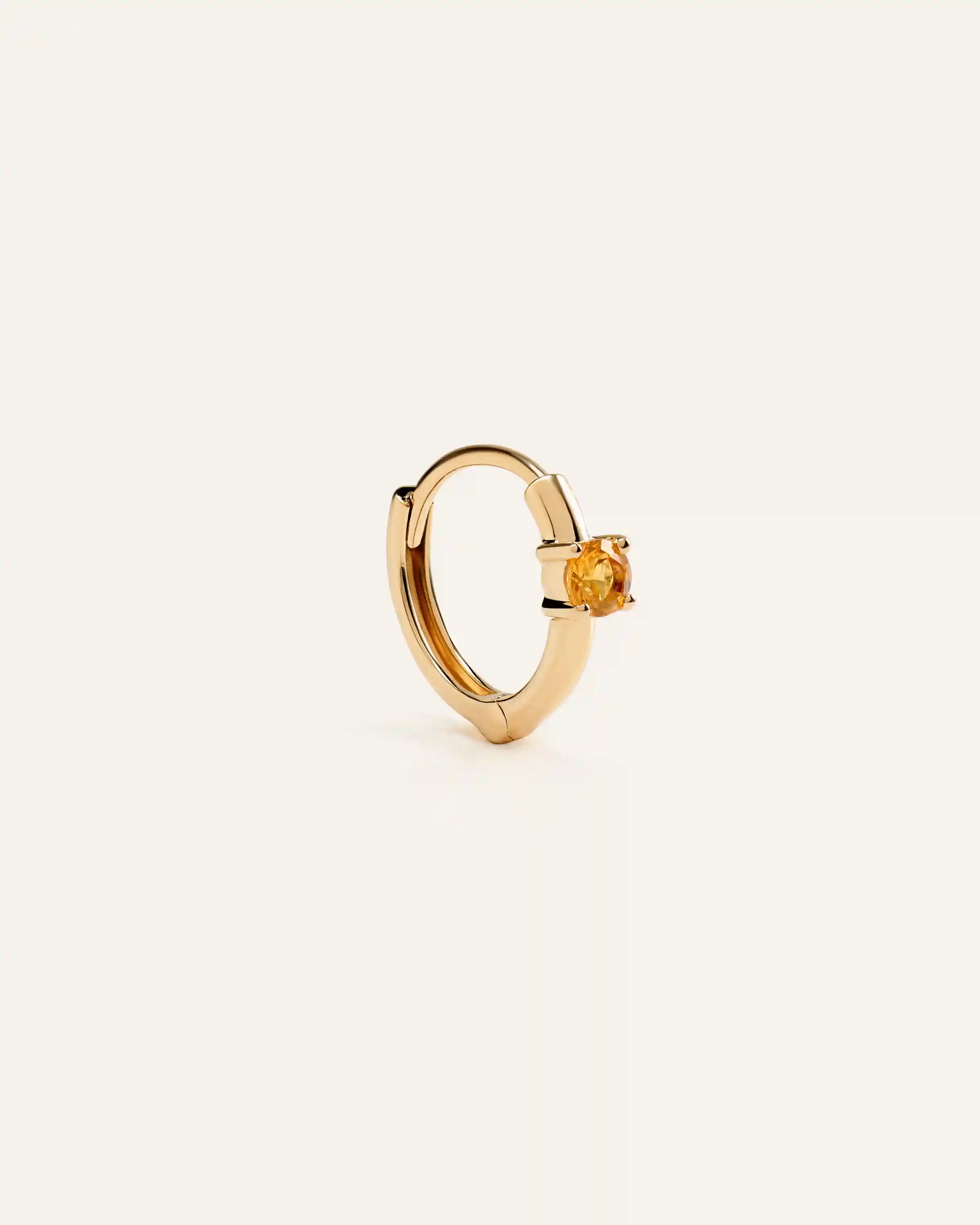 14K Gold Gemstone Tiny Huggie - Single