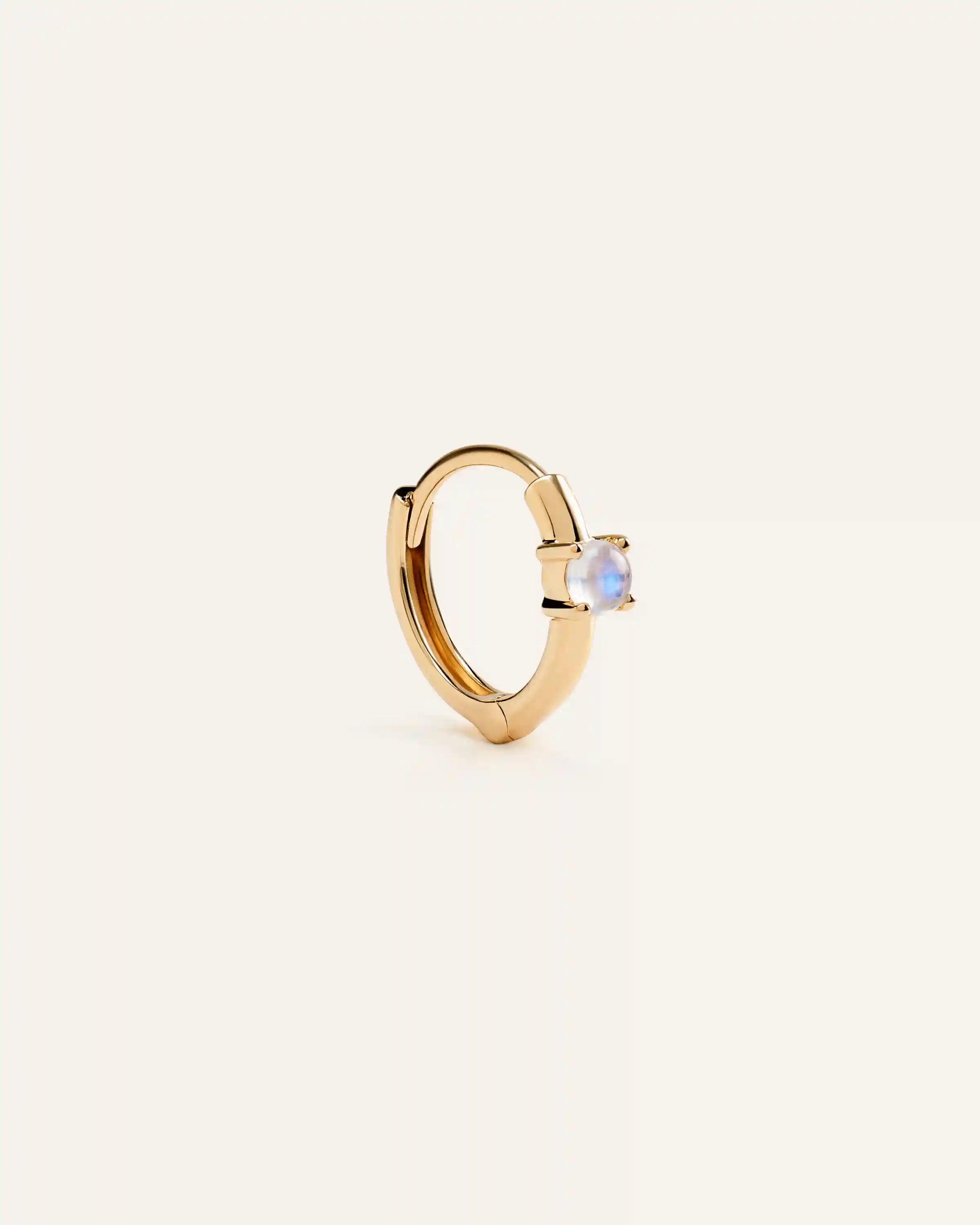 14K Gold Gemstone Tiny Huggie - Single